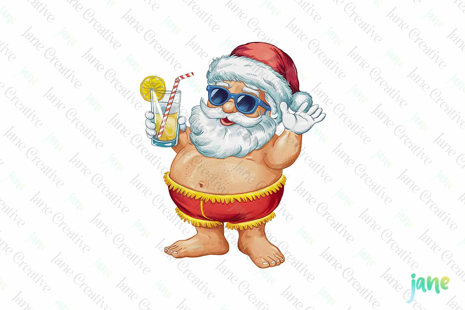 Santa Claus Christmas In July Clipart (4006727), image size:1500x1000