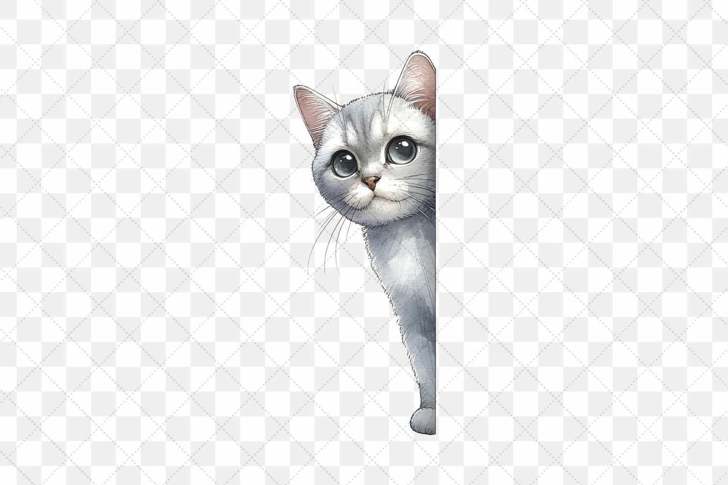 American Shorthair Cat Peeking Around Corner Clipart