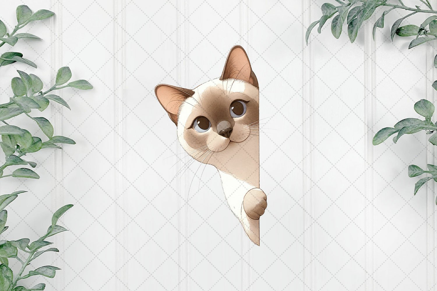 Tonkinese Cat Peeking Around Corner Clipart for Cat Peeking Around Corner Printable Free