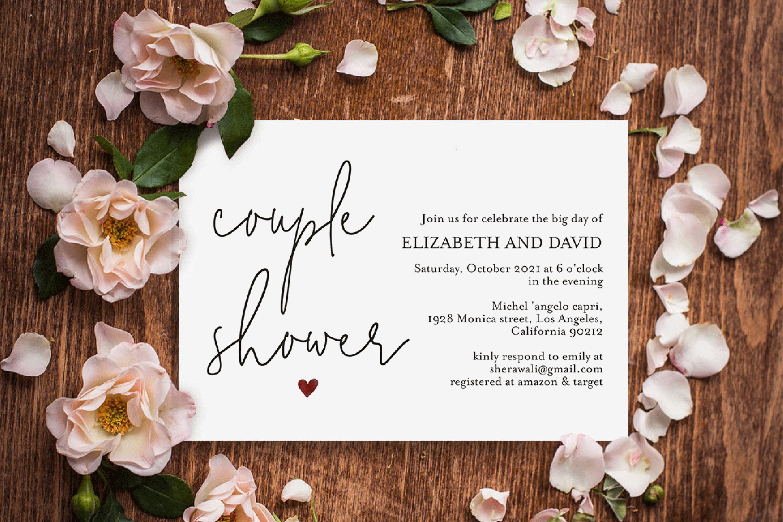 Couples Shower Invitation Template, Modern Calligraphy, image size:3000x2000