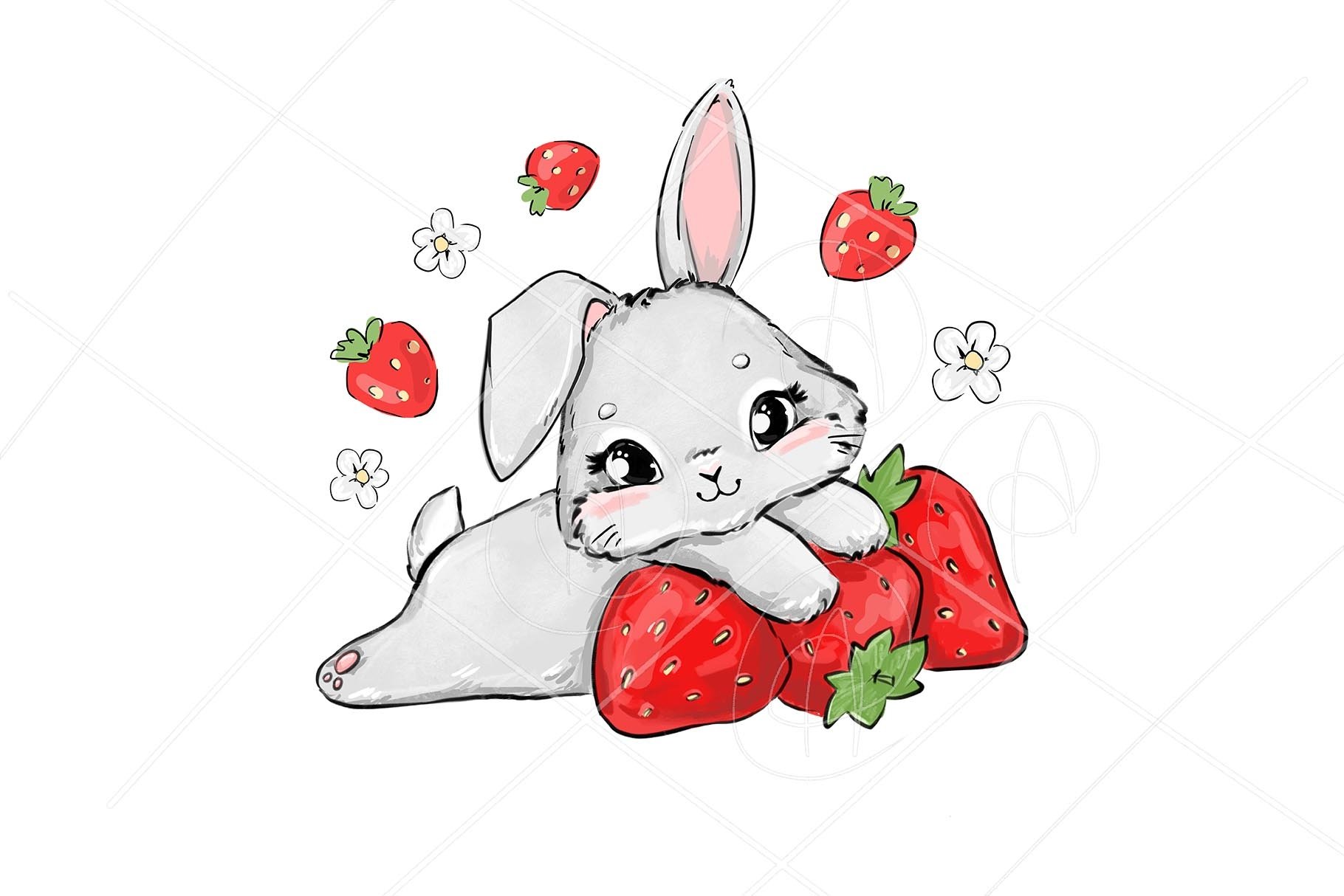 絵画 strawberry & cutie rabbit dsff-