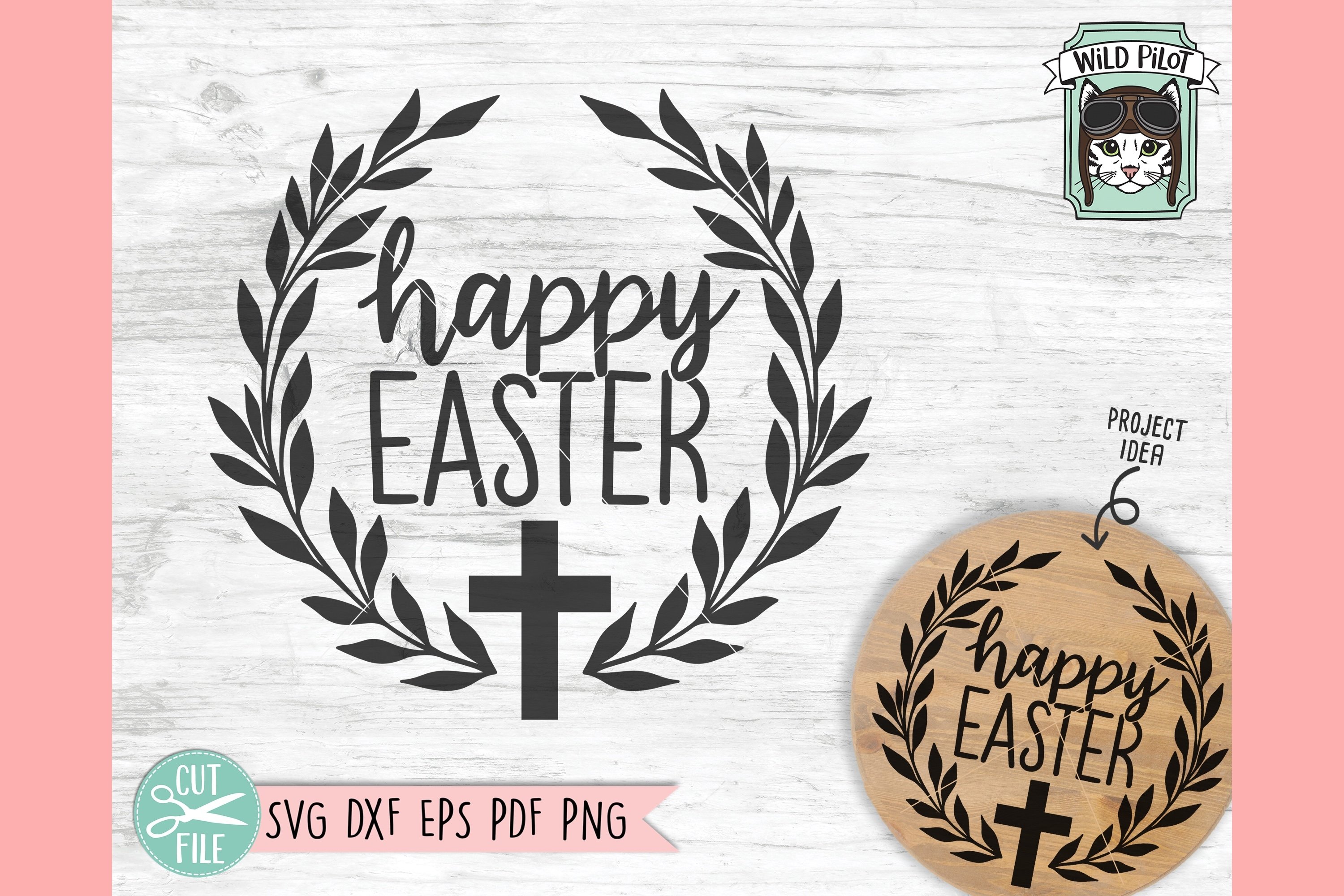 Download Happy Easter Wreath Svg Round Easter Sign Svg Cross Svg 1223258 Cut Files Design Bundles