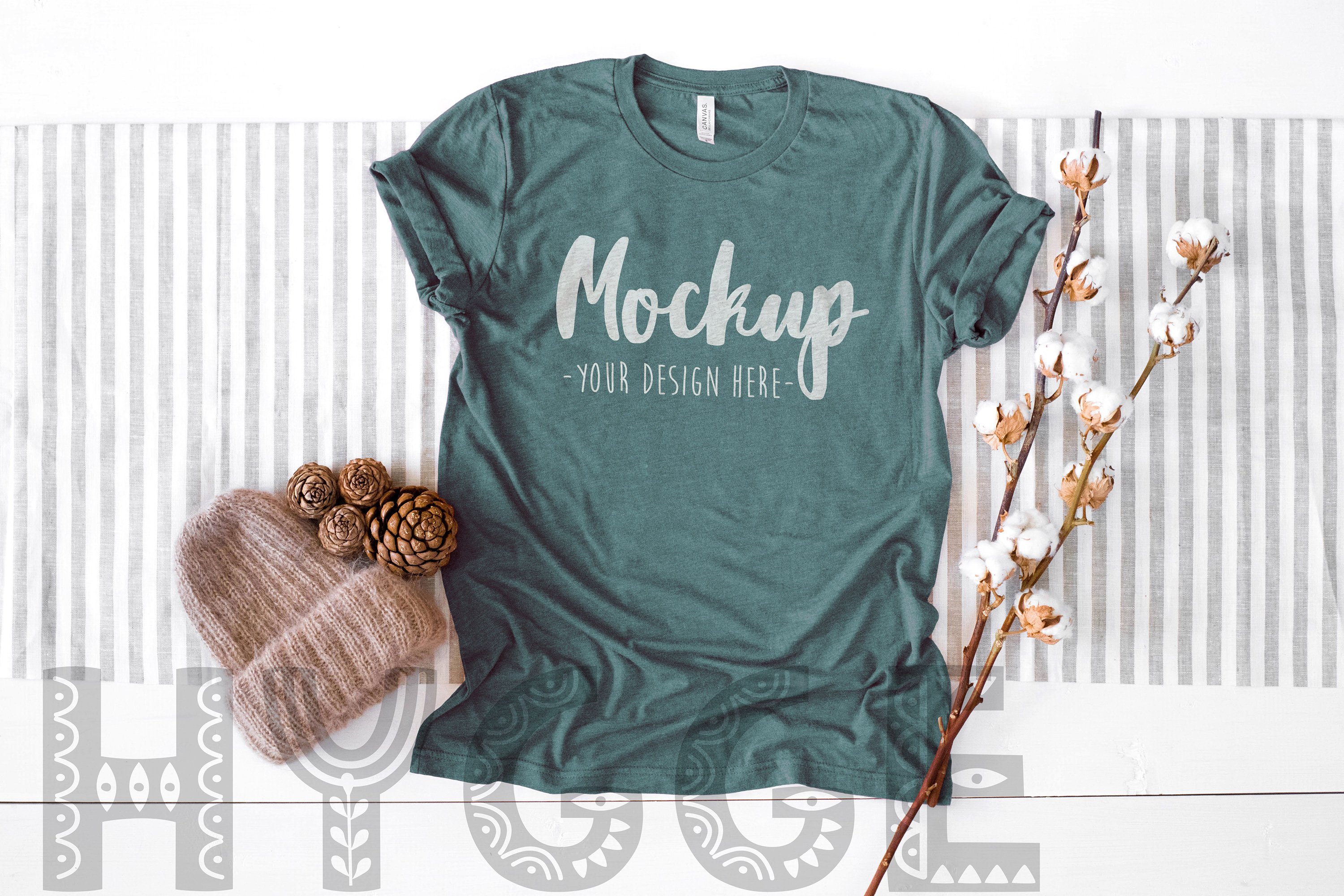 Download Tshirt Mockup Bella Canvas 3001 Heather Forest Tshirt ...