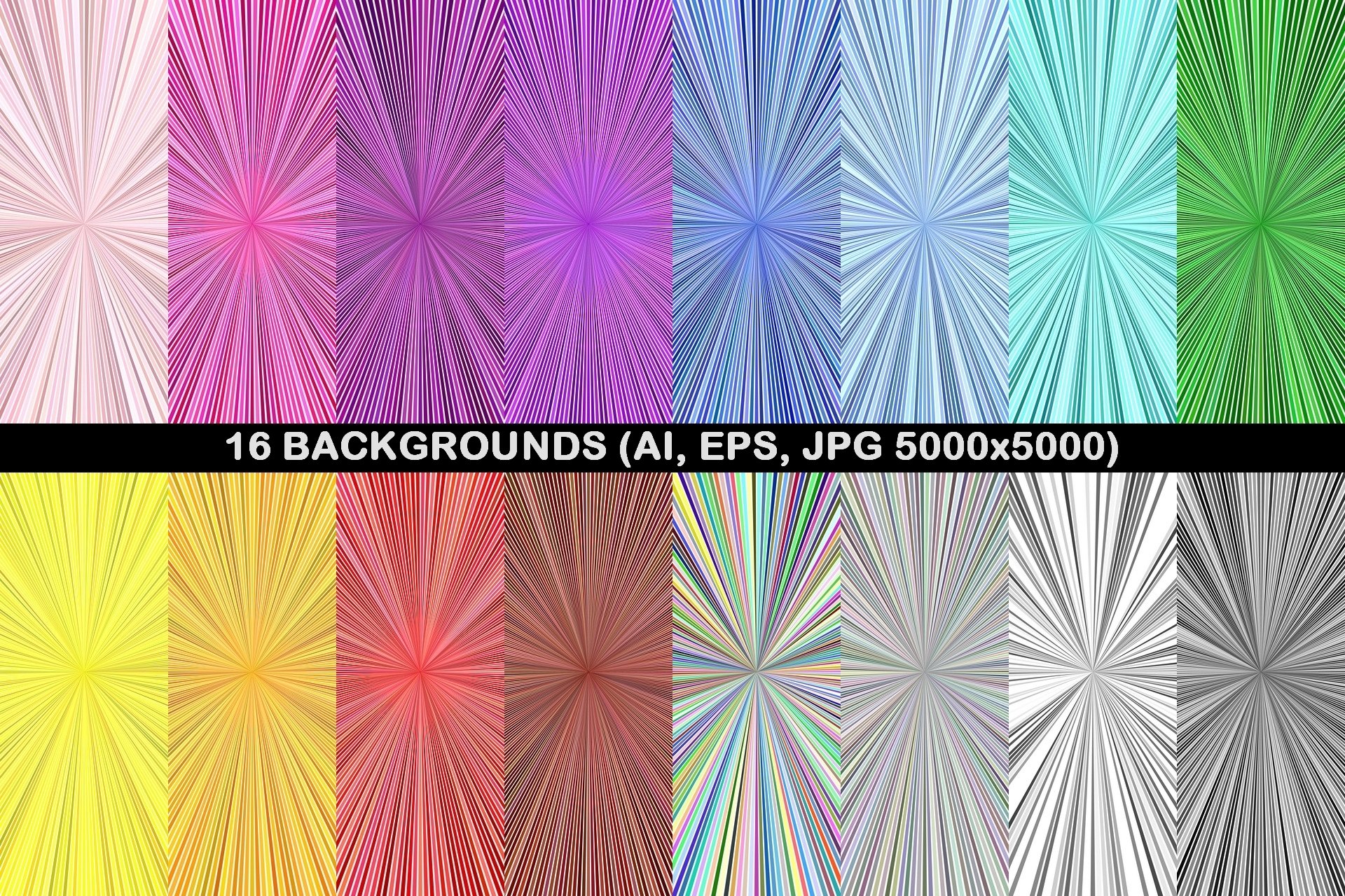 16 Burst Backgrounds (325866) | Backgrounds | Design Bundles