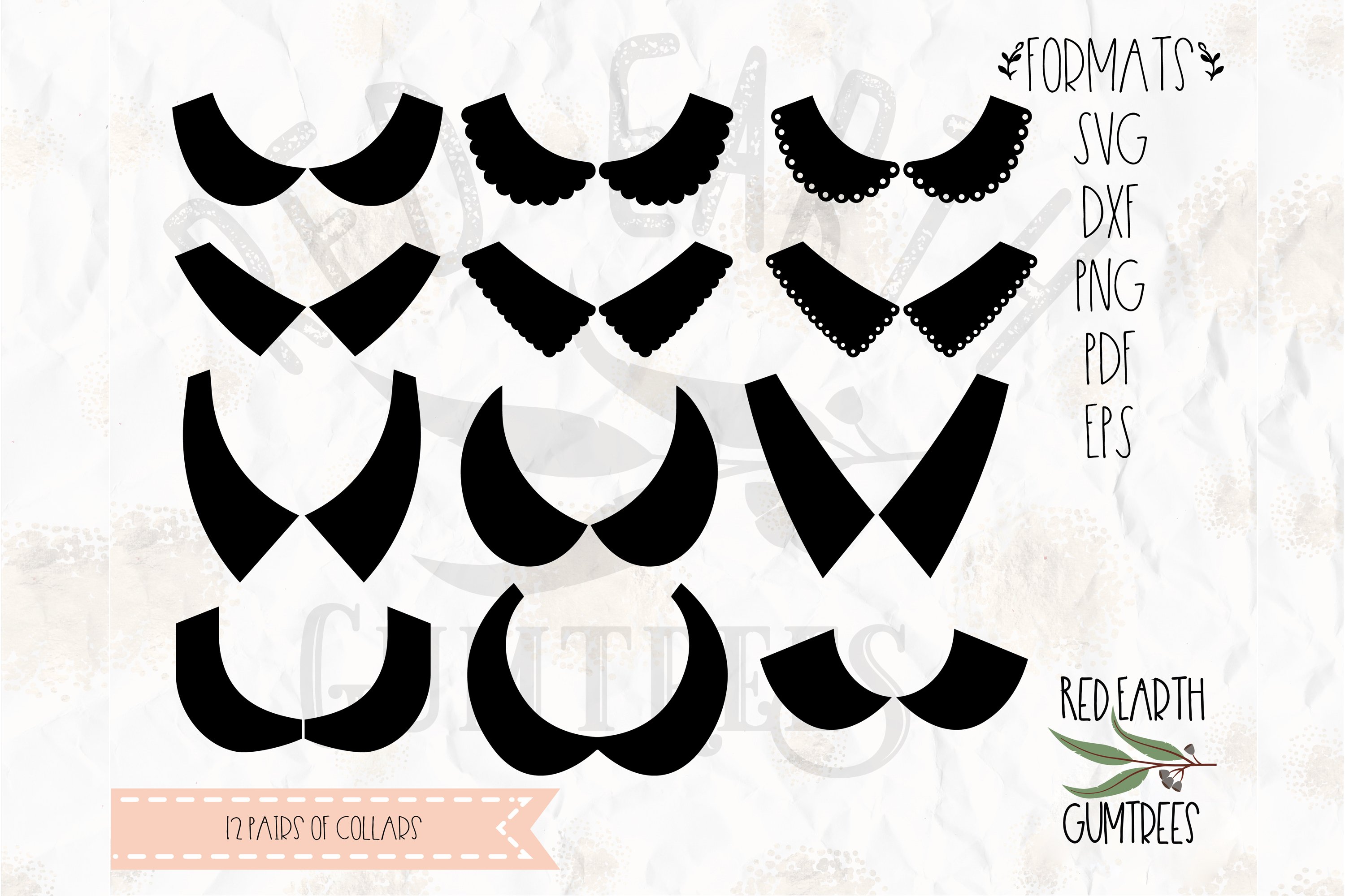 Clothes Collars bundle, collar styles in SVG, DXF,PNG,EPS (133248