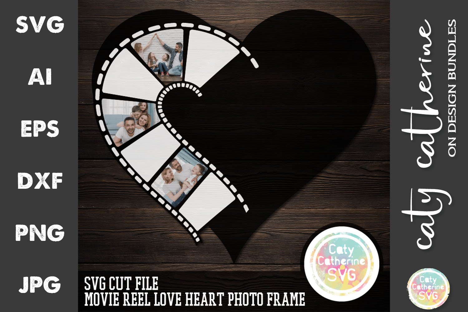Movie Reel Love Heart Photo Frame SVG Cut File (607522) SVGs Design Bundles