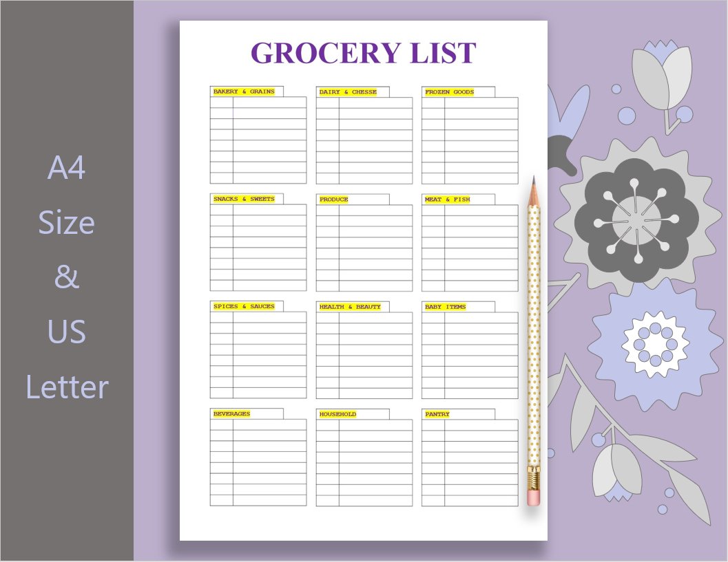 Grocery List, Grocery List Printable, Printable (1295134)