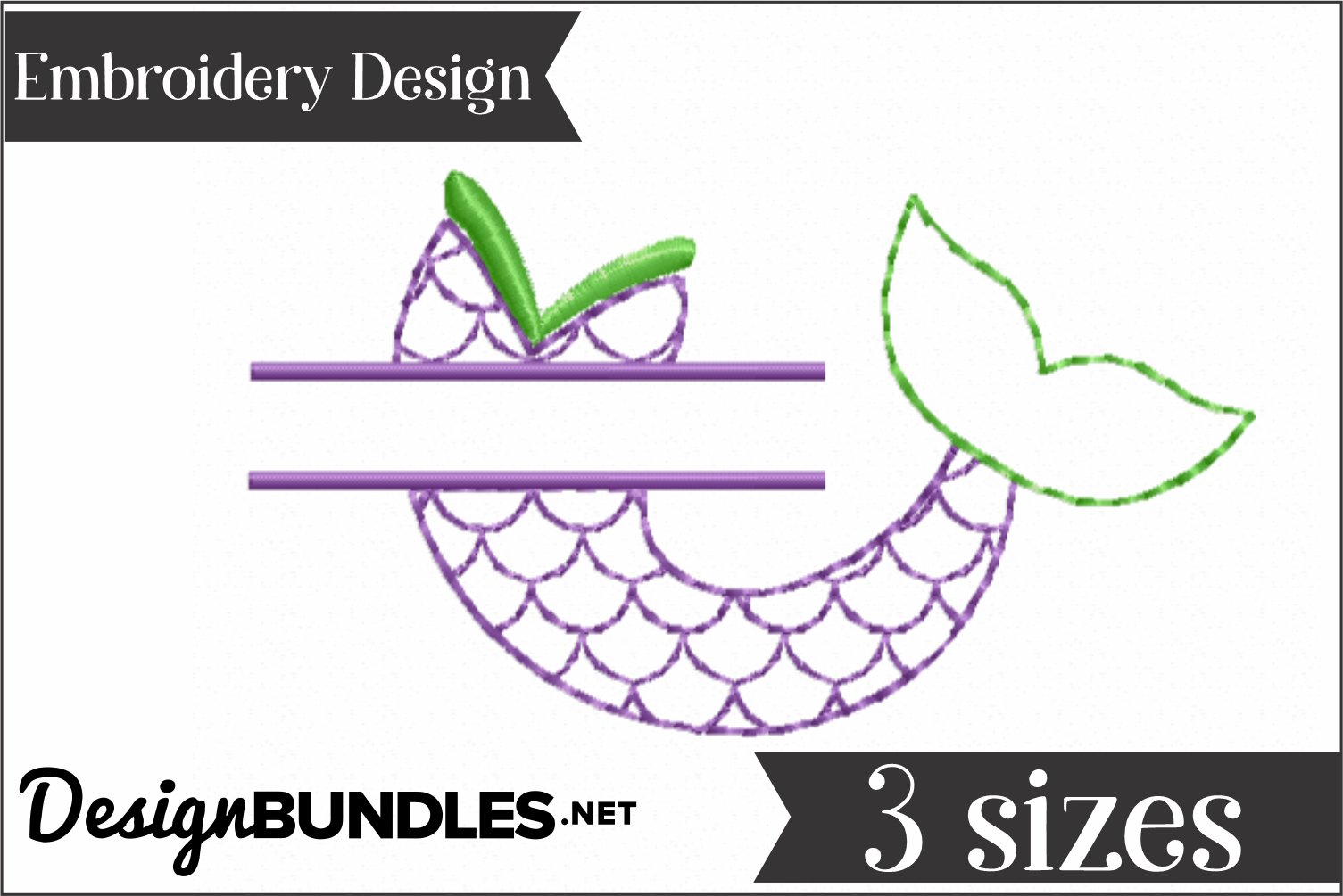 Mermaid split embroidery design Mermaid split embroidery design