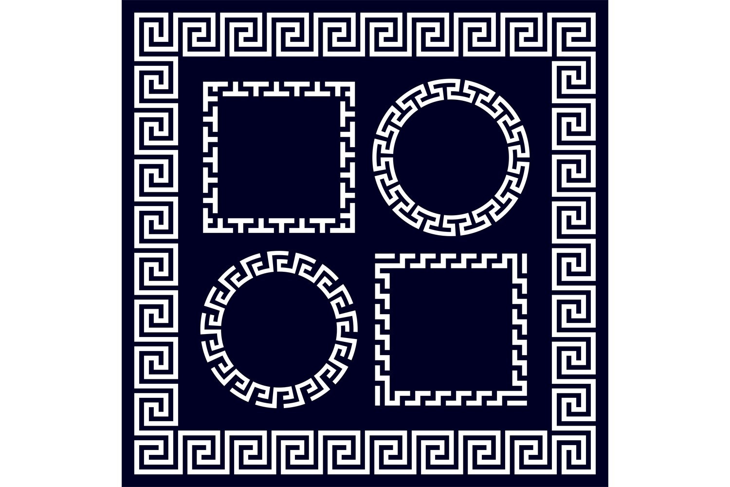 Ancient greek round and rectangular border frames (892803) | Illustrations  | Design Bundles