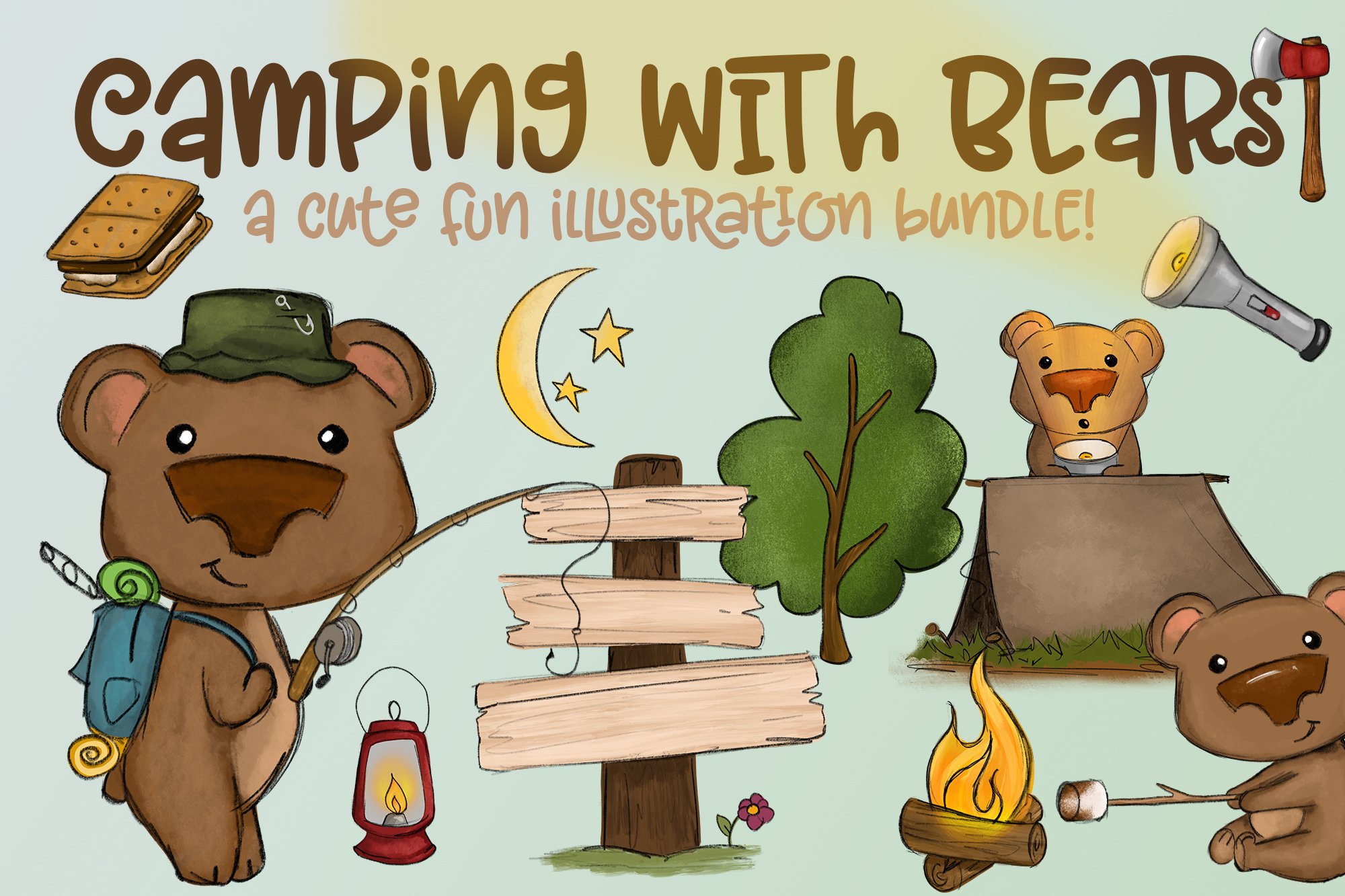 Camping with Bears Bear & Camping Illustrations PNG