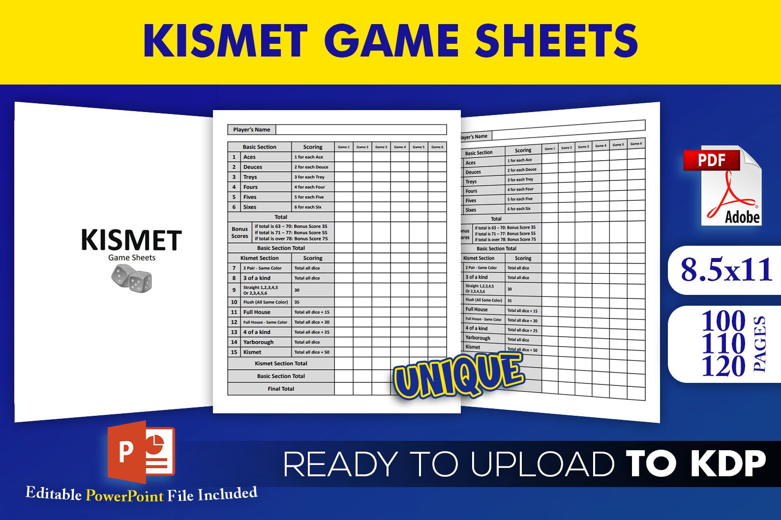Printable Kismet Game Sheets KDP Interior Template Editabl (903650