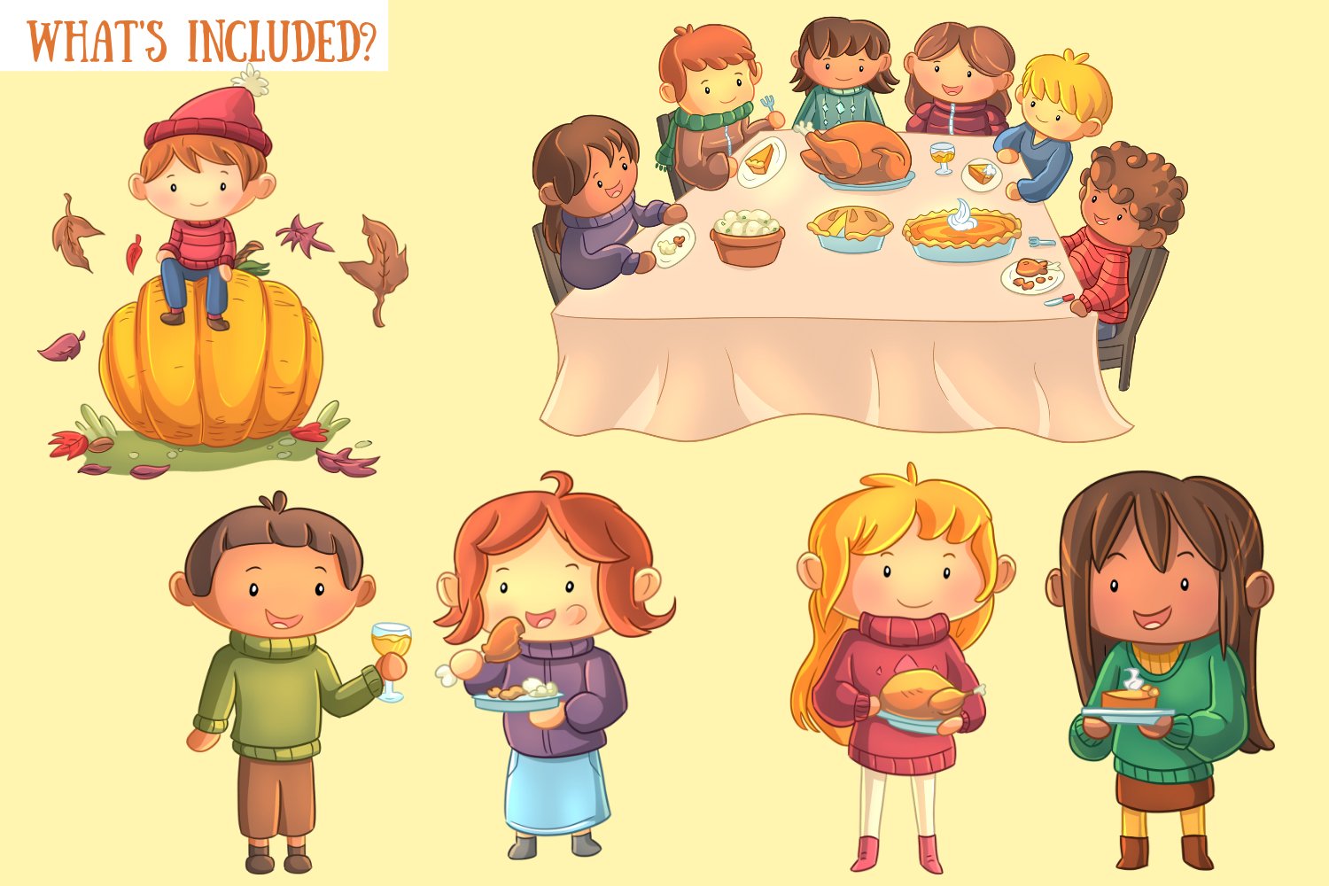 Family Thanksgiving Clip Art Collection (313546) | Illustrations