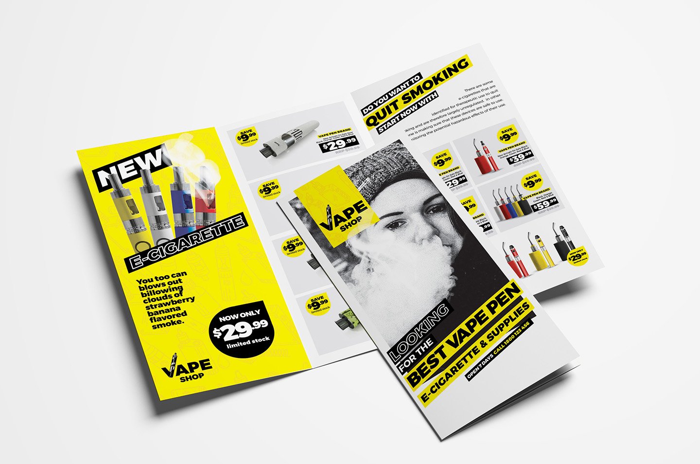 elfbar nachfüll pod läuft aus Vape Shop Trifold Brochure Template