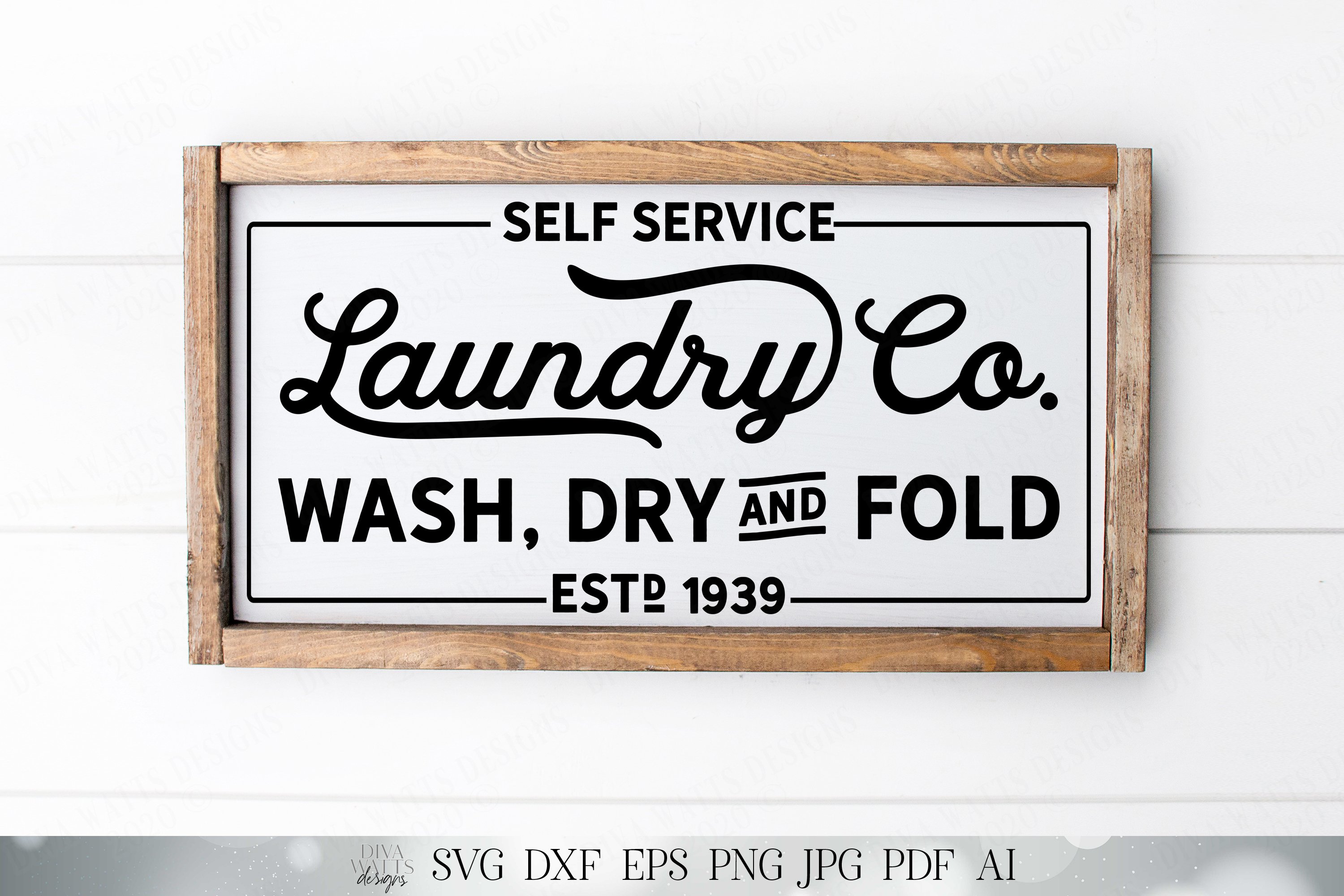Self Service Laundry Co Wash Dry and Fold Farmhouse Sign (734052