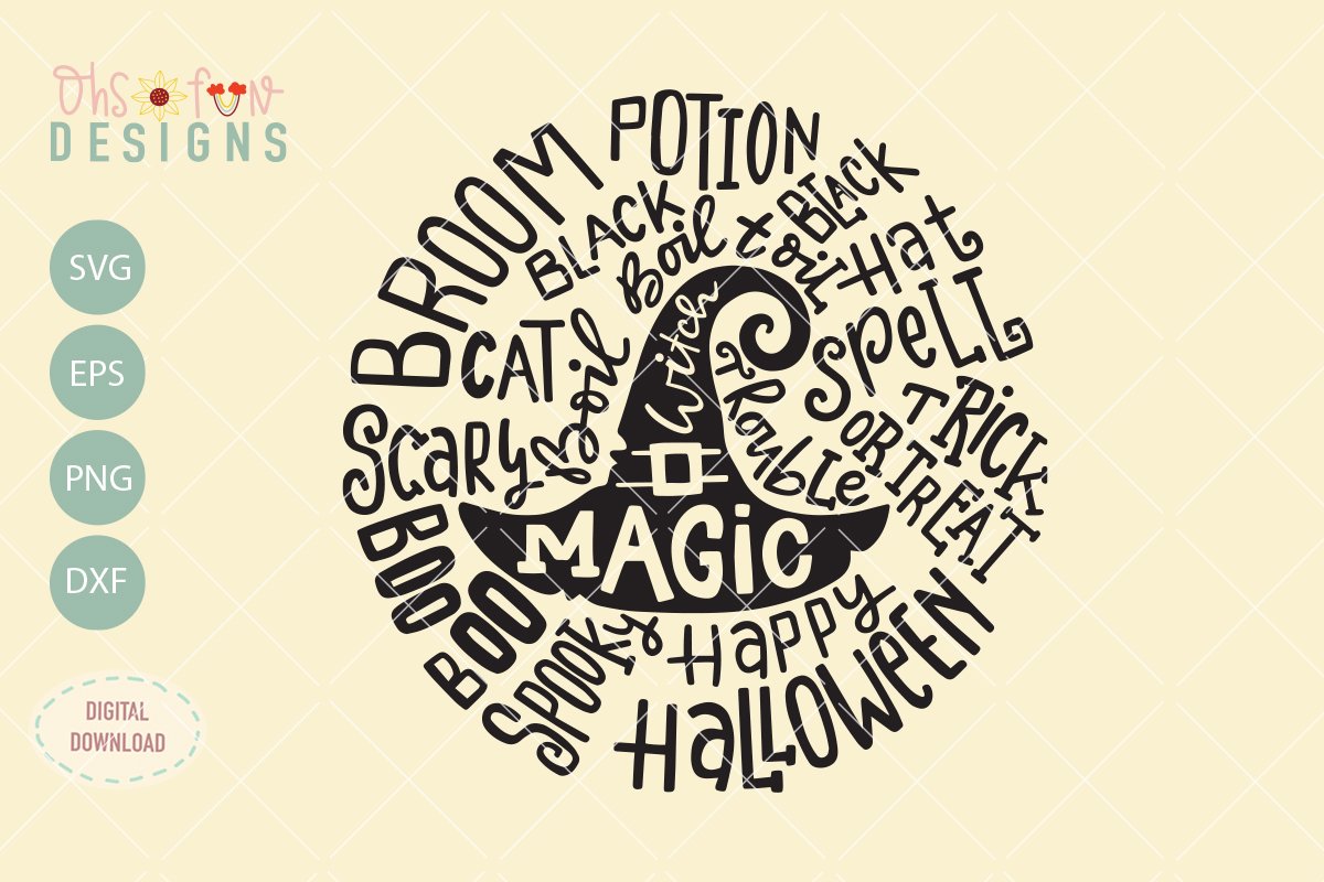 Witch hat, halloween word art, SVG, halloween typography (814348