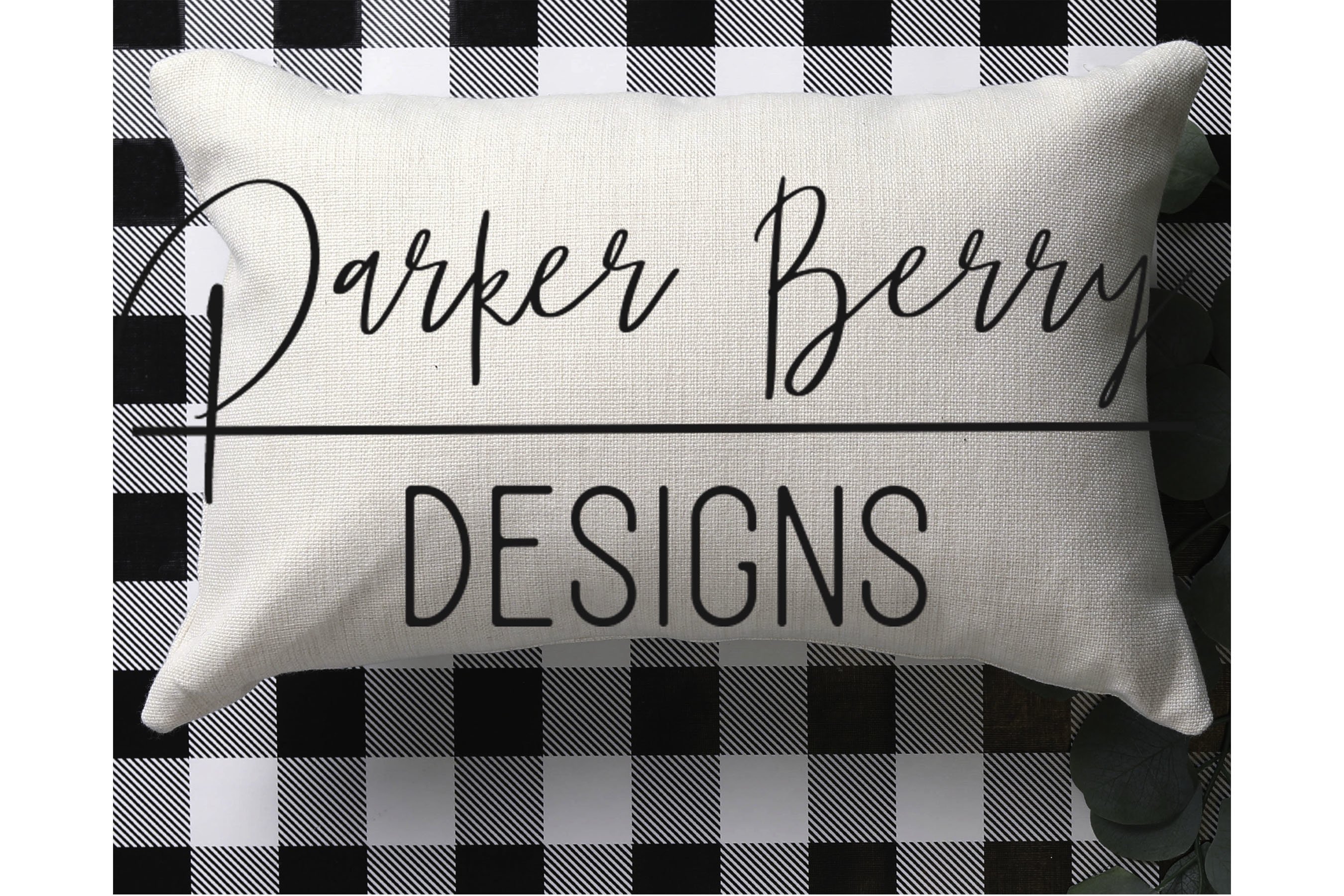 Blank Throw Pillow Buffalo Plaid Mock up, Sublimation Design (667969) Mockups Design Bundles