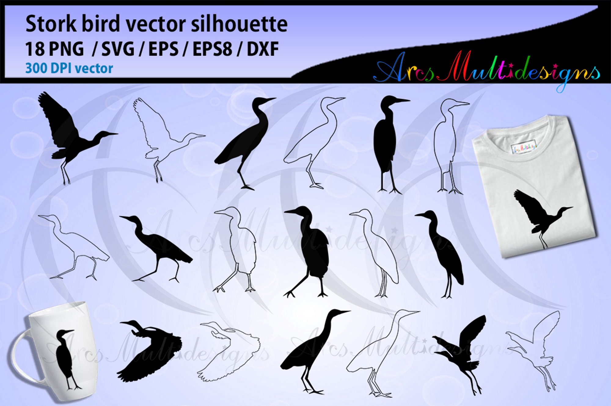 Download Stork Bird Silhouette Svg Stork Outline Clipart Bundle 470465 Illustrations Design Bundles