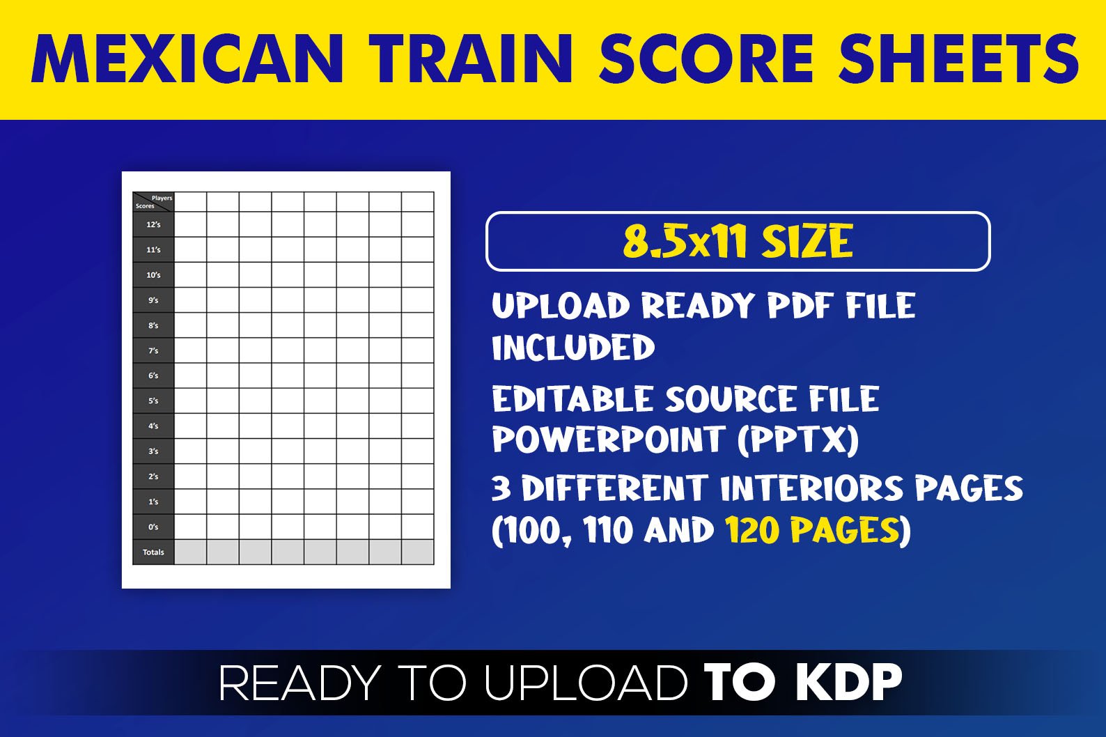 Mexican Train Score Sheets | KDP Interior Template Editable mexican-train-score-sheets-kdp-interior-template-editable