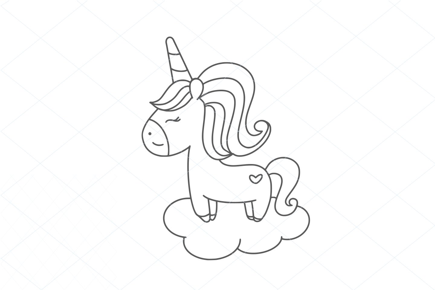 Cute Unicorn Line Art SVG File Clipart Instant Download (899359) | Cut
