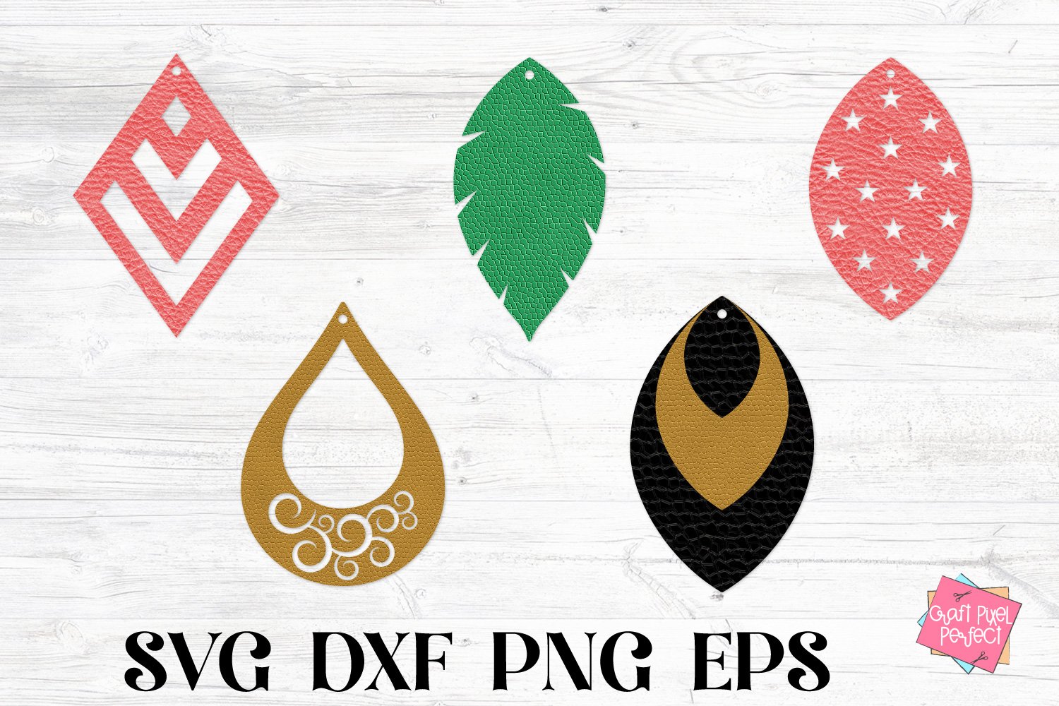 Faux Leather Earrings Bundle SVG, EPS, DXF, PNG (99717)
