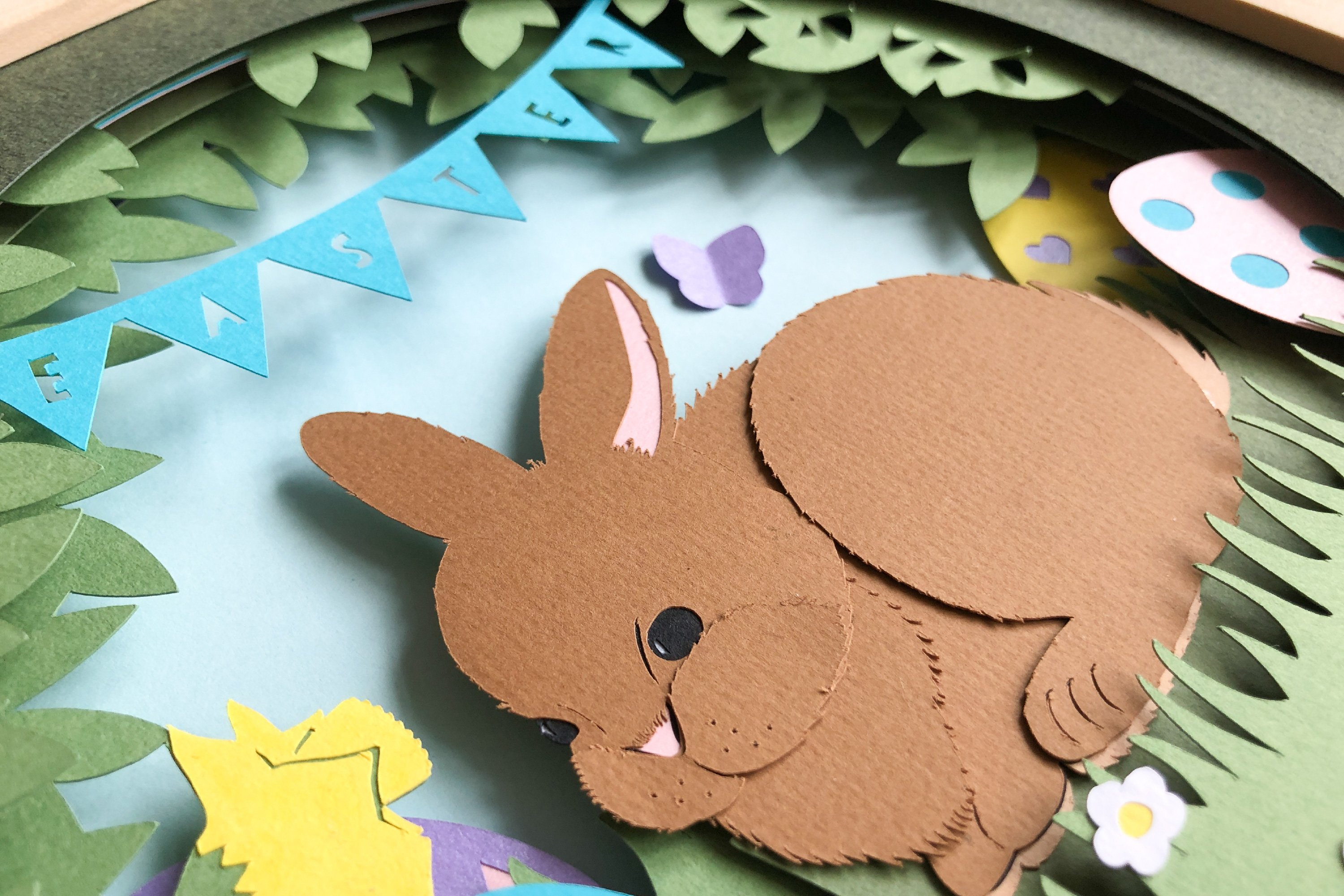 Easter Bunny and Eggs 3D Shadow Box SVG Layered Papercut