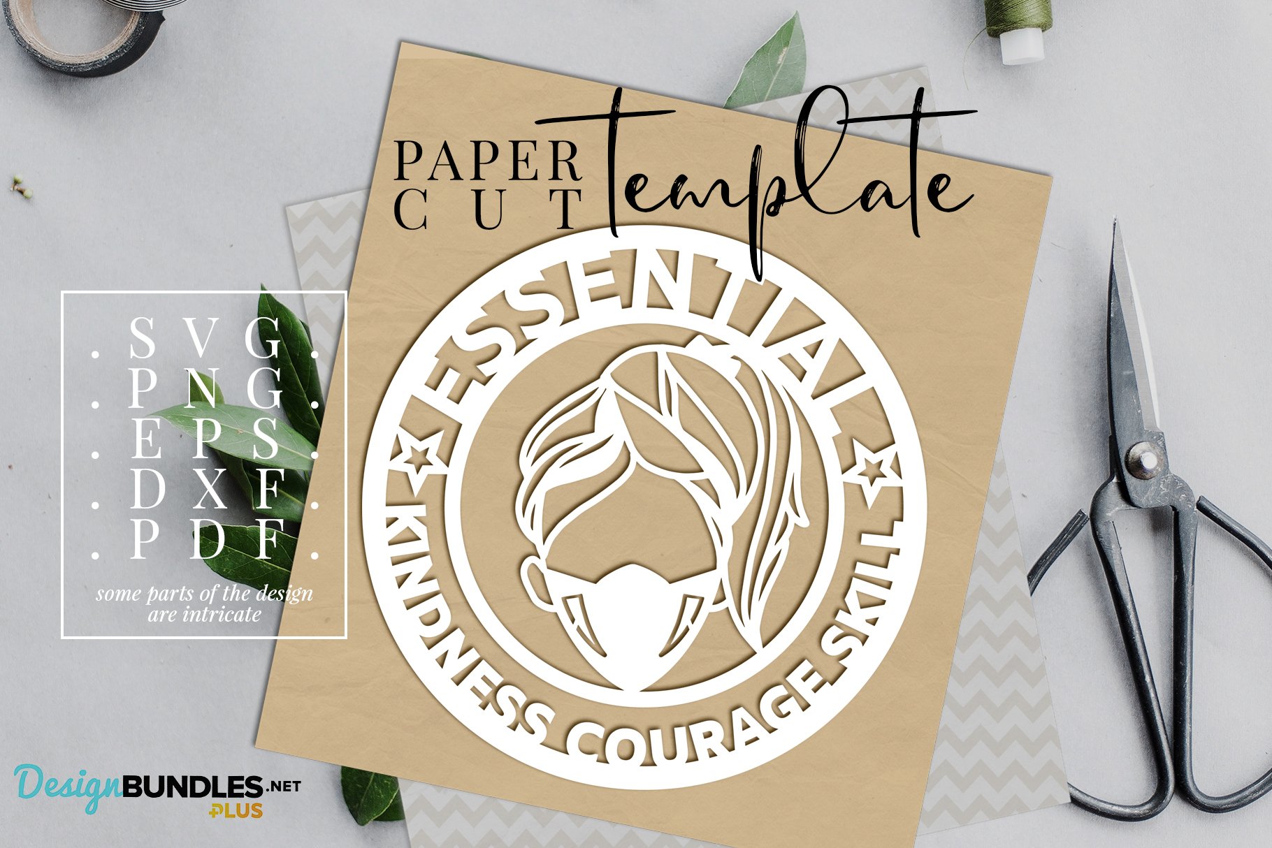 Essential papercut template, mask female, protection covid19