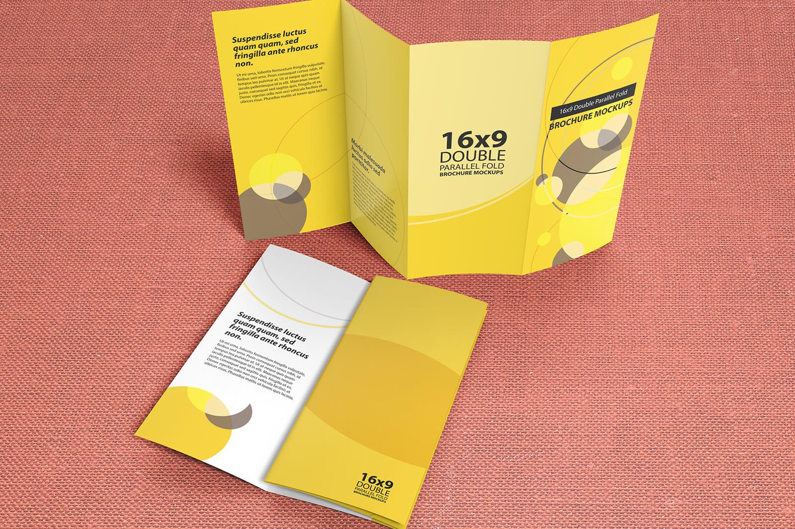 16×9 Double Parallel Fold Brochure Mockups (106368) | Mockups | Design ...
