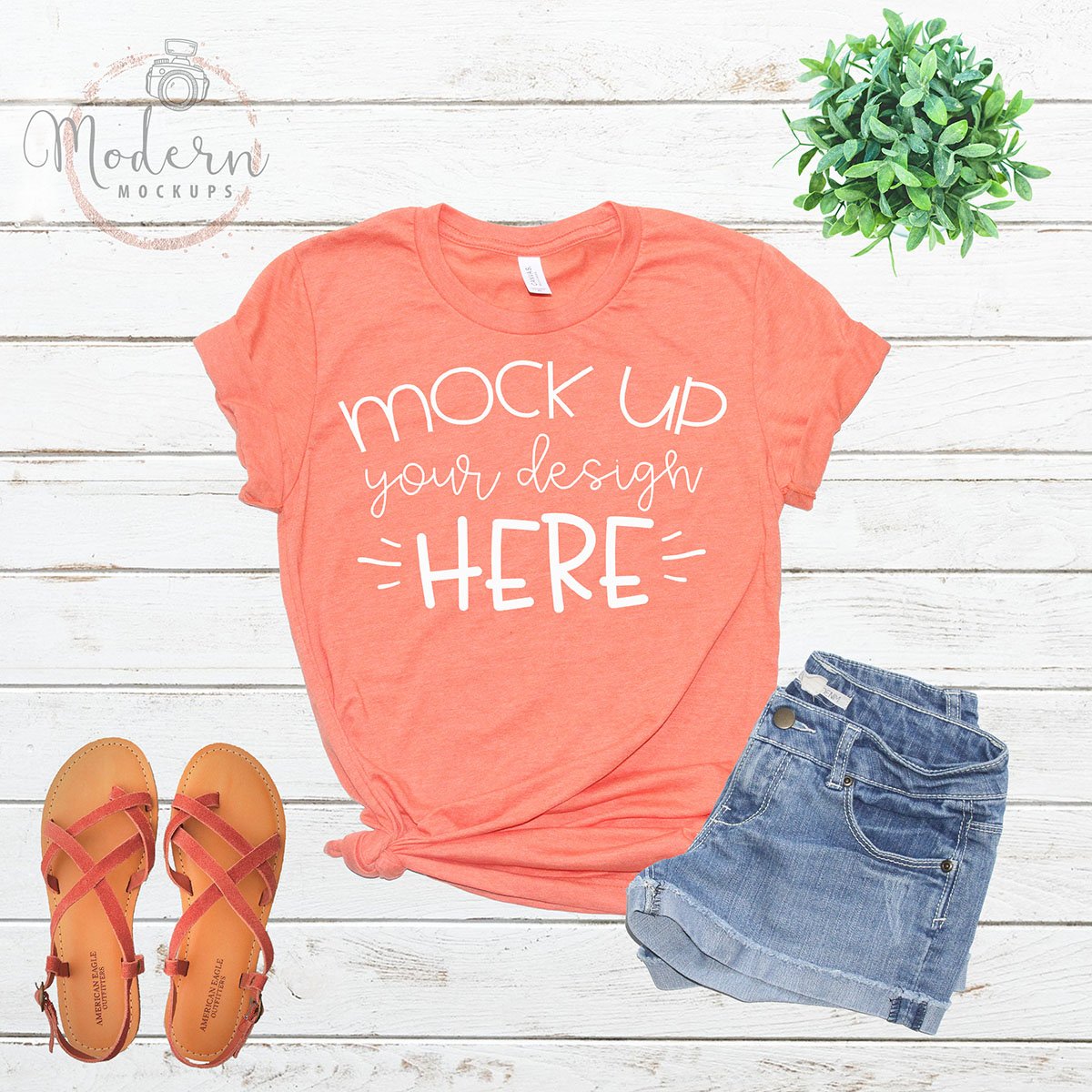 Mock up Bella Canvas 3001 Heather Orange Unisex Mockup