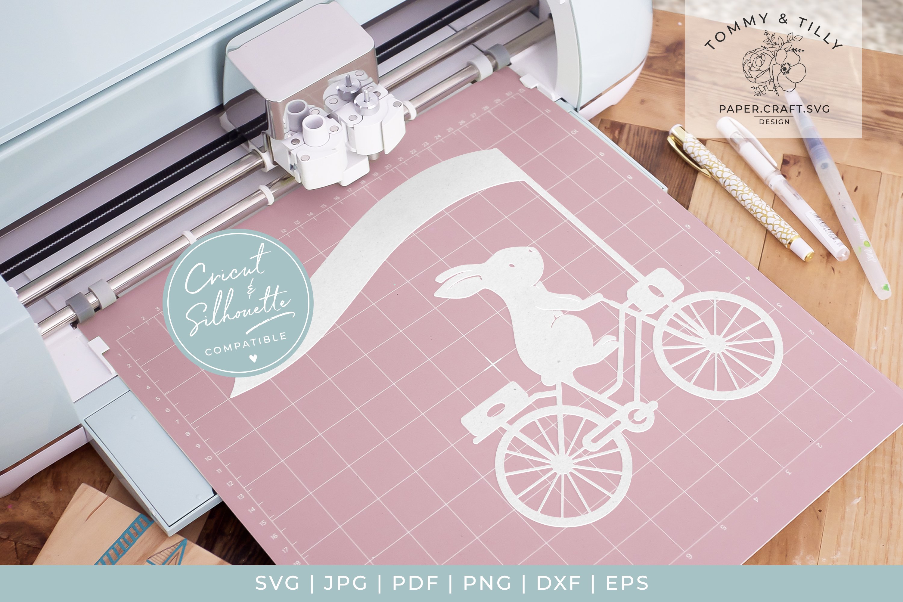 Rabbit with Banner - SVG Papercut Cutting File