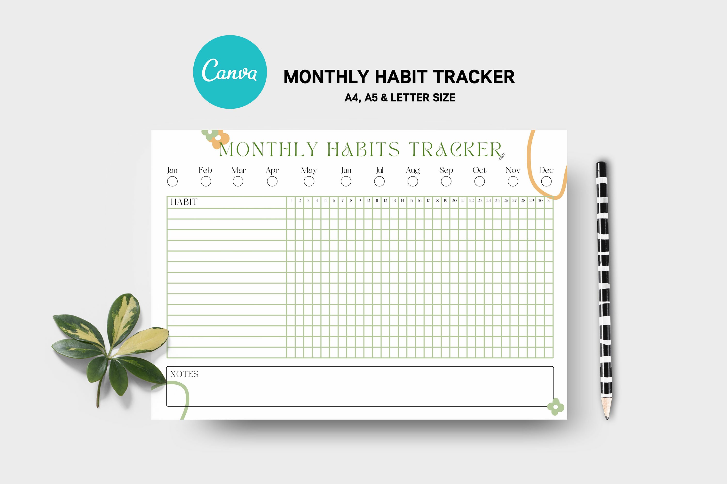 Habit Tracker Template Canva