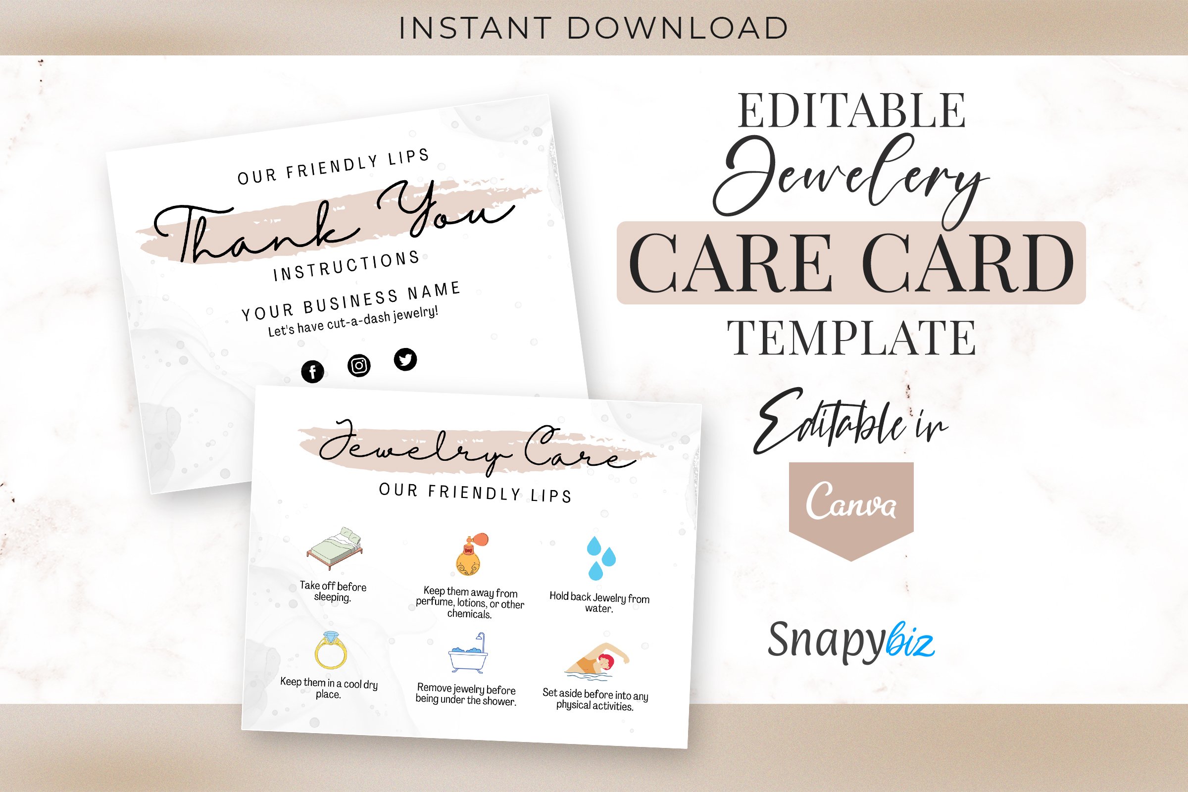 editable jewelry care instructions card template 4a6c33f2edb63b0a1bc7bcfdcb68154d32fec83fdf55cc27f72e8aeb1b48fb63 editable jewelry care card template | printable care card