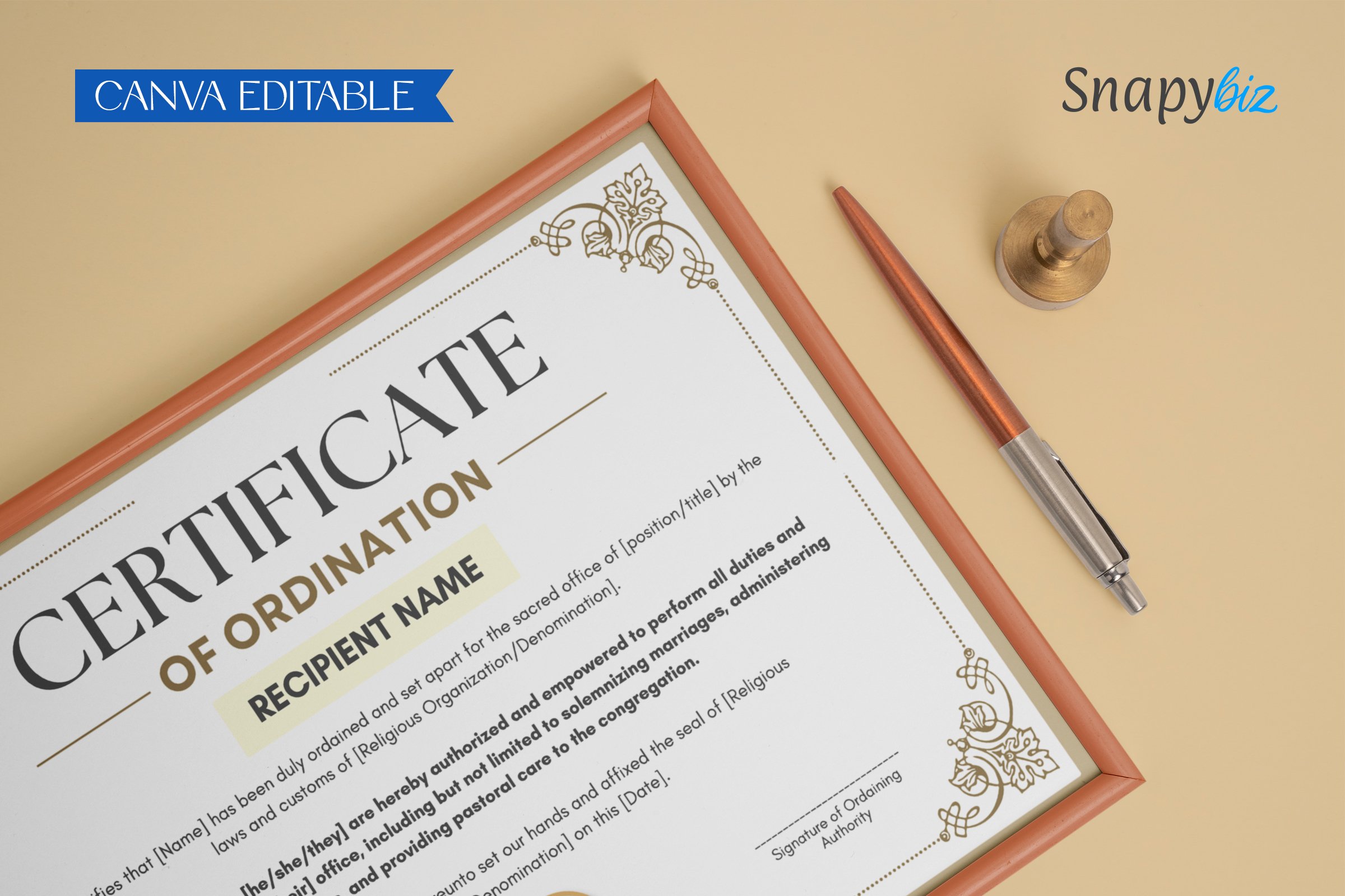 Certificate Of Ordination Template 6 Templates Example Templates