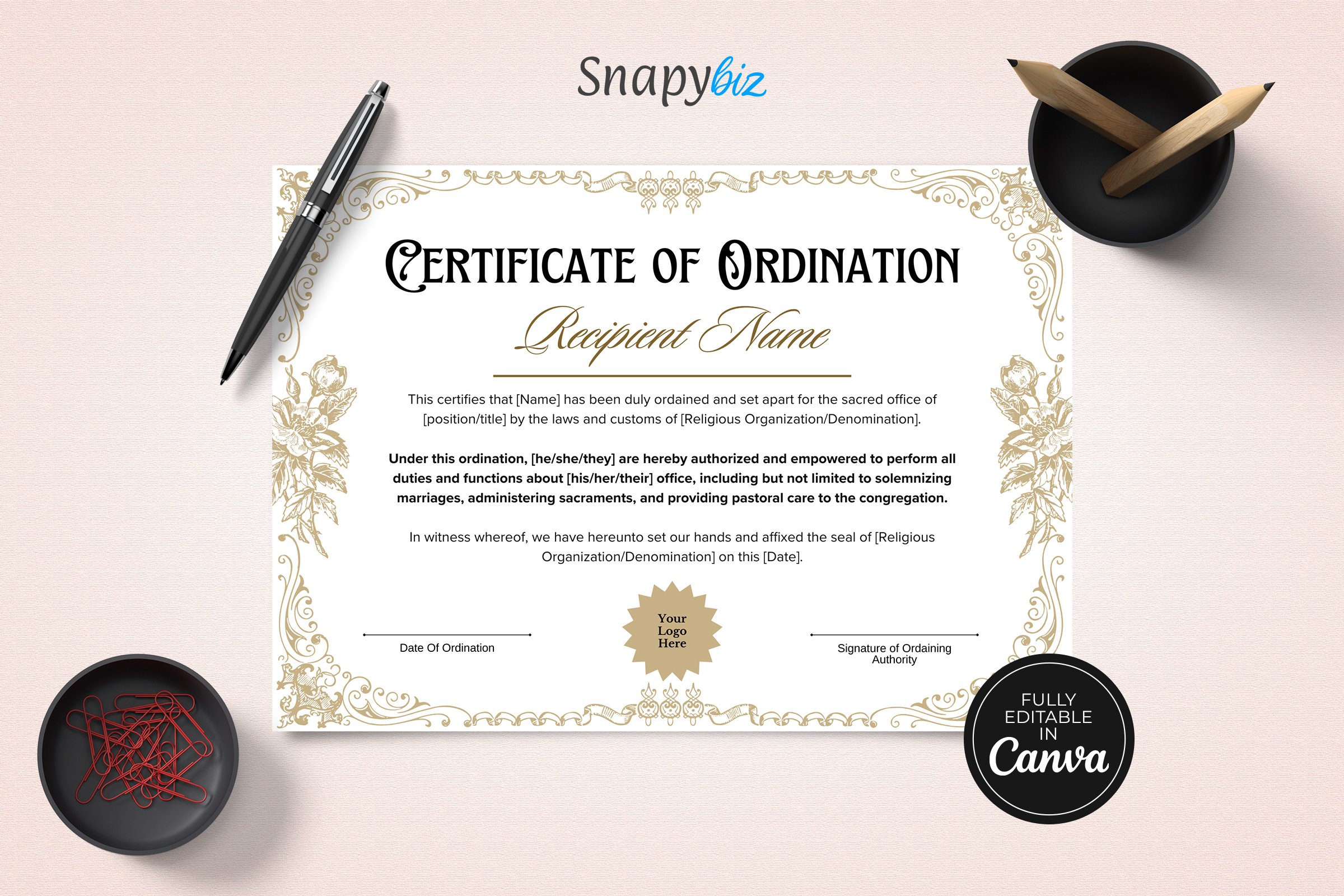 Ordination Certificate Template Best Templates Ideas