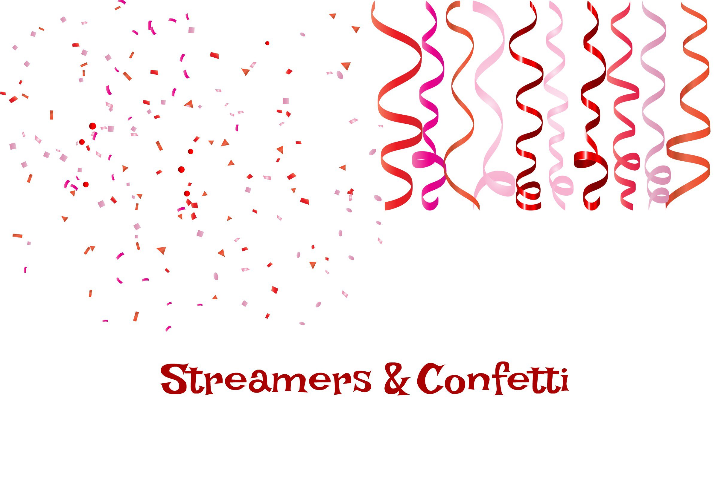 Valentine Heart Balloons, Confetti, Streamers Clip Art (426719