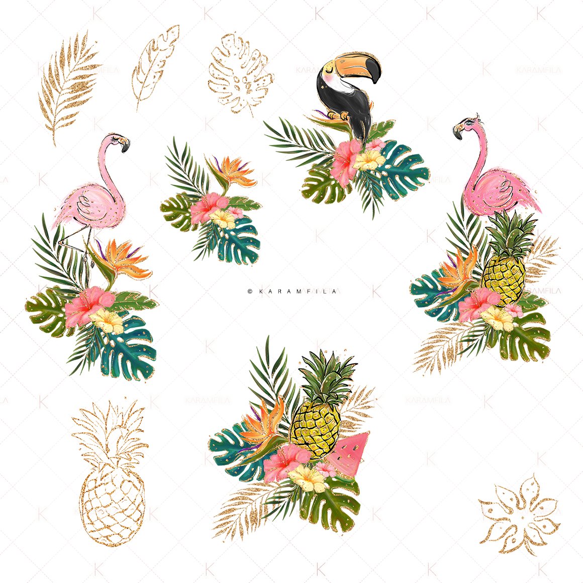 Tropical Clipart (76655) | Illustrations | Design Bundles