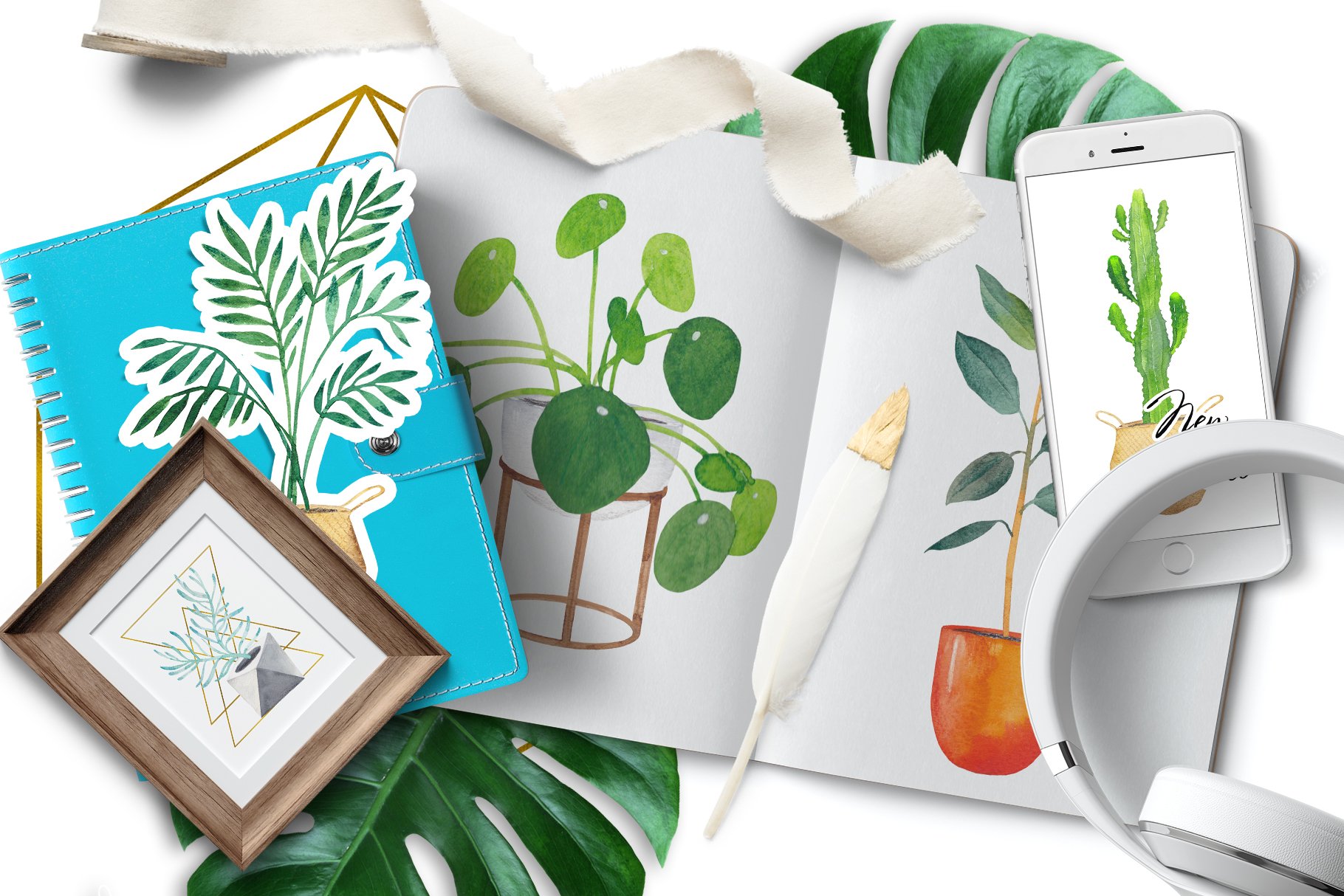 Scandi house plants interior creator (59411) Illustrations Design Bundles