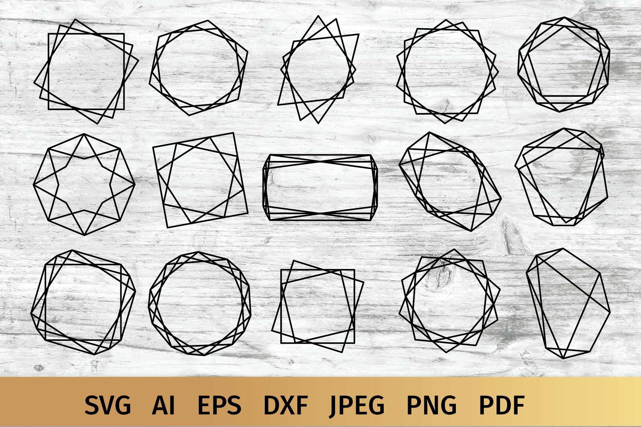 15 Geometric Frames SVG (437942) Monograms Design Bundles