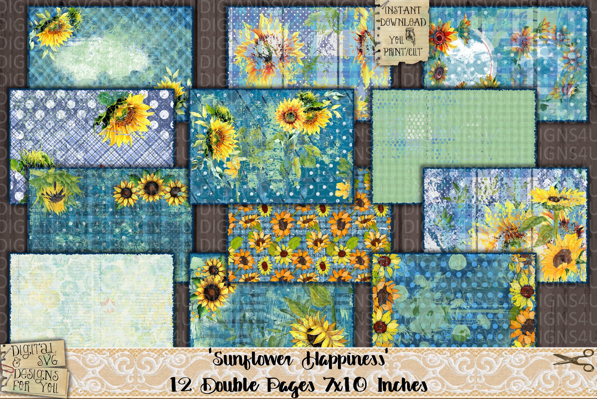 sunflower-lined-writing-paper-pack-svg-file-download-free-fonts