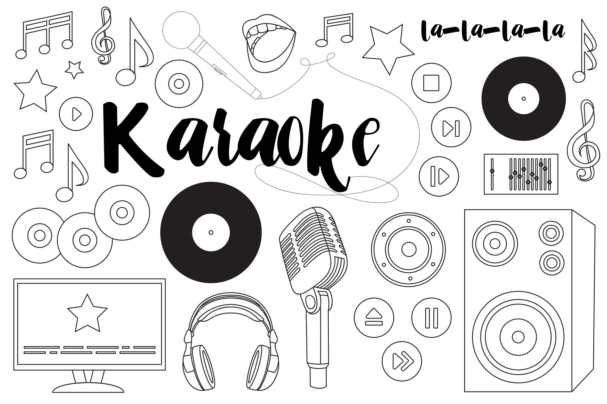 Black And White Karaoke Clipart
