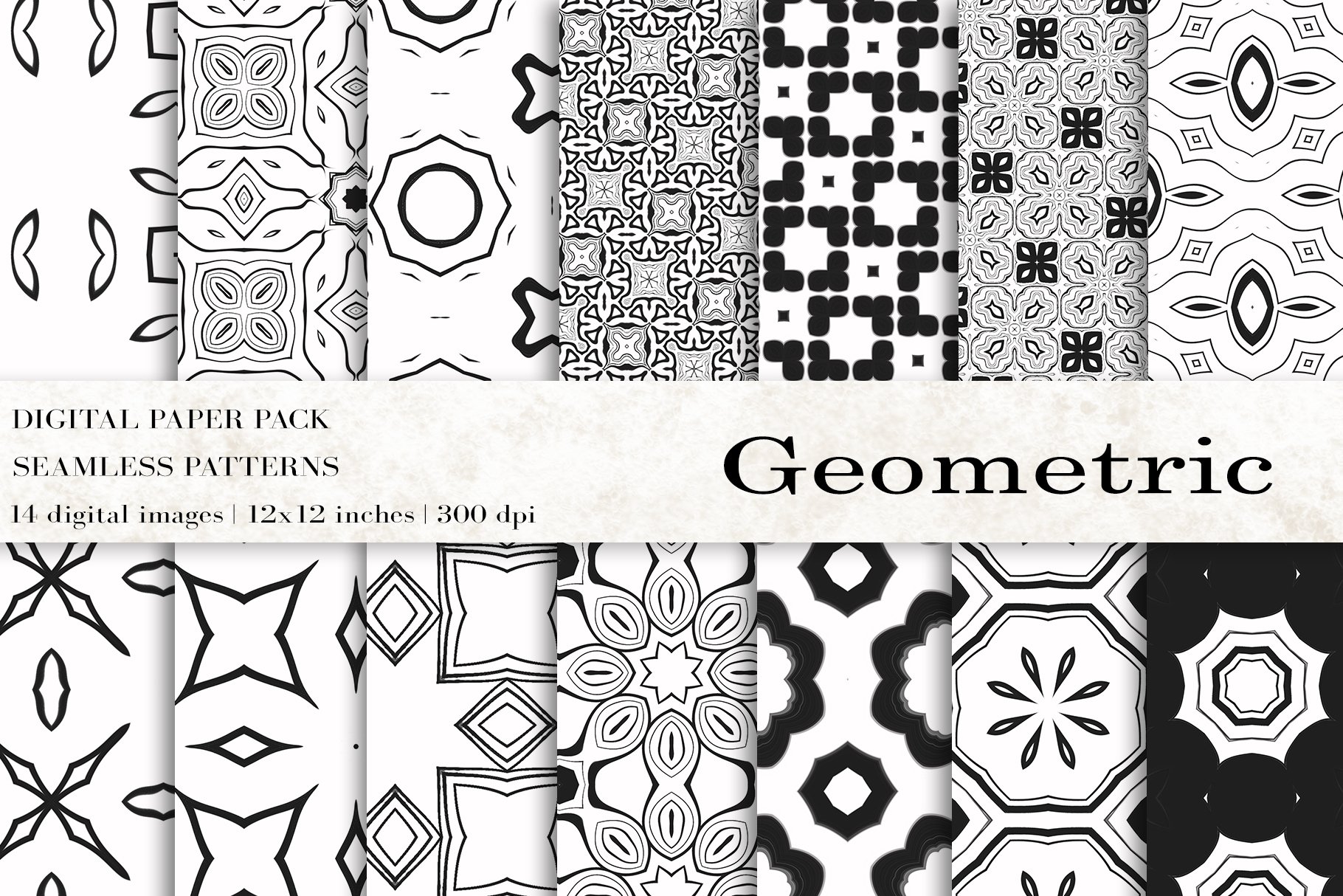 Geometric Digital Papers, Black White Seamless Patterns (910335 ...