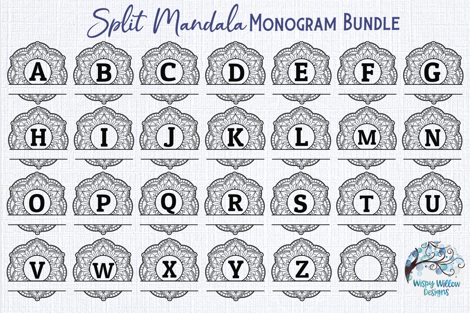 Split Mandala Monogram SVG Bundle | Alphabet Mandala SVG (694620) | Cut