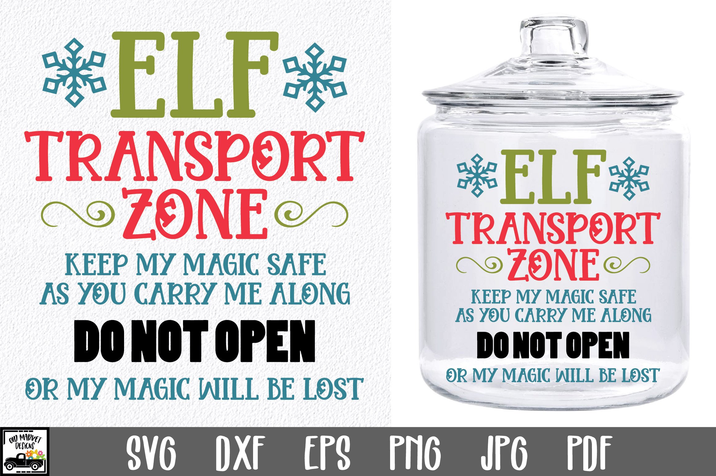 elf transport zone svg file - christmas elf jar
