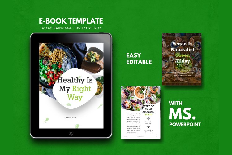 Recipe Ebook Template Vegan Recipe Theme 3170 Brochures Design Bundles