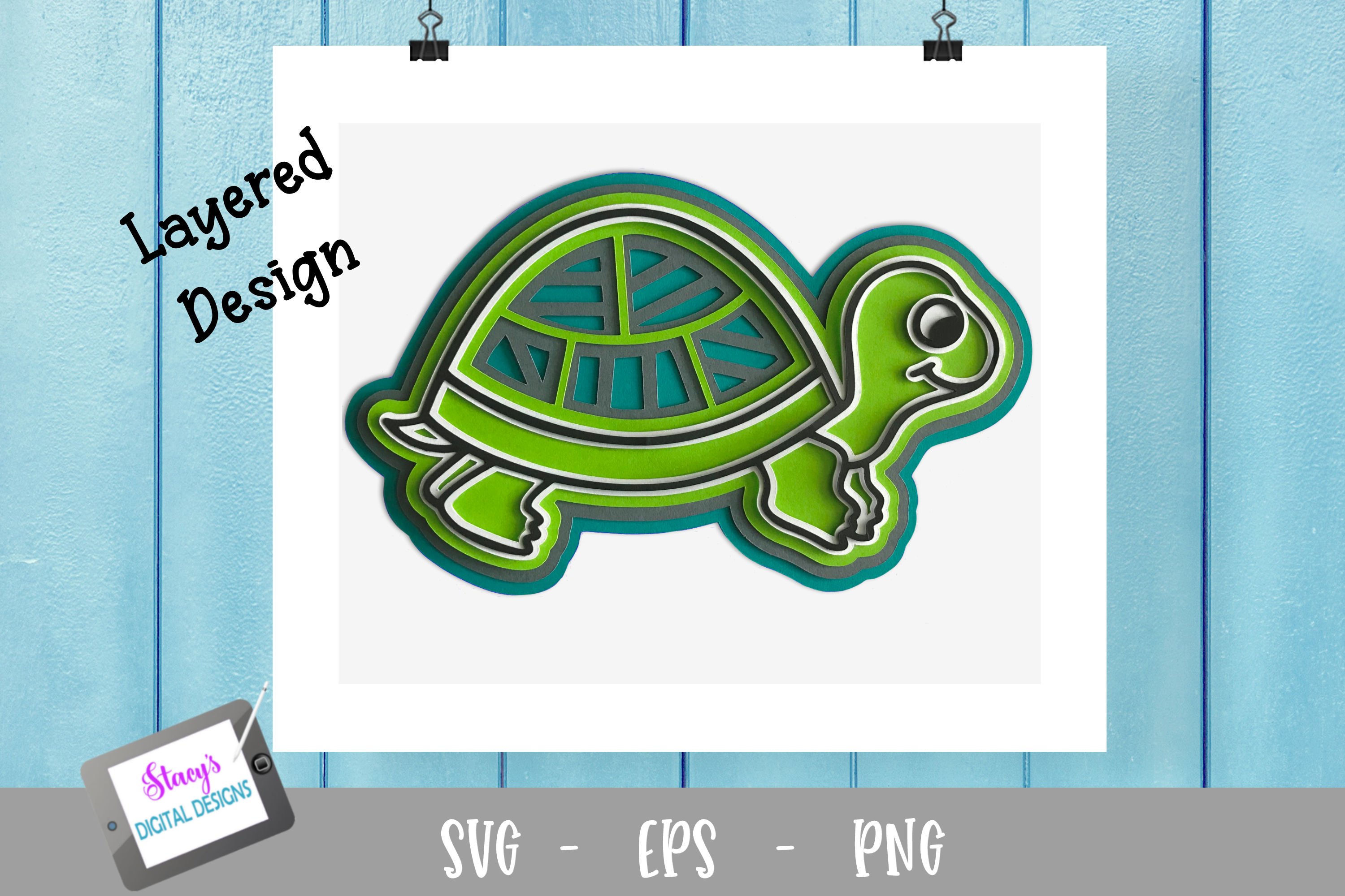 3D Layered Turtle SVG Design (558414) | Paper Cutting | Design Bundles