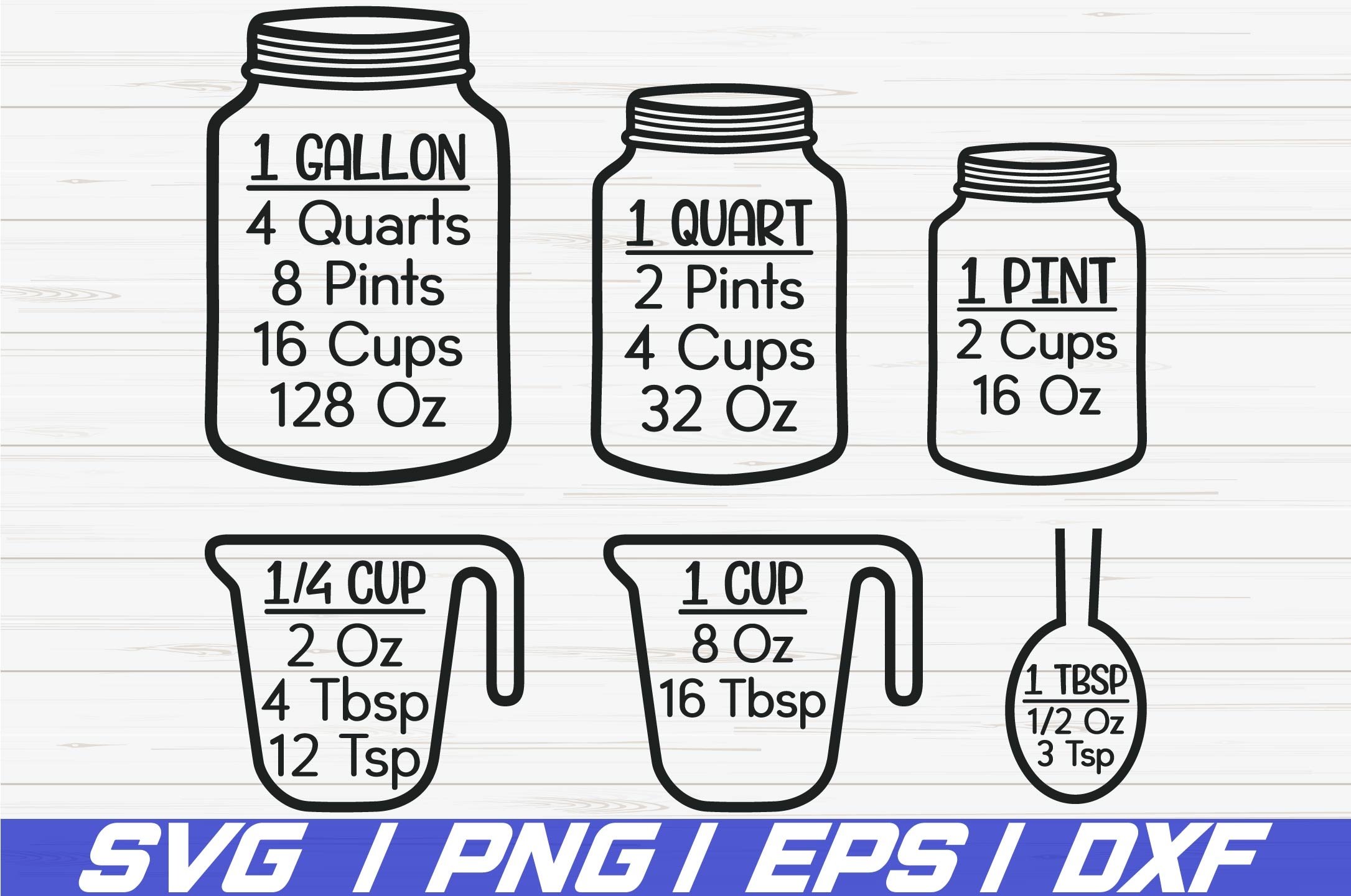 Kitchen Conversions SVG Cut Files Measurement Cheat Sheet 1118038
