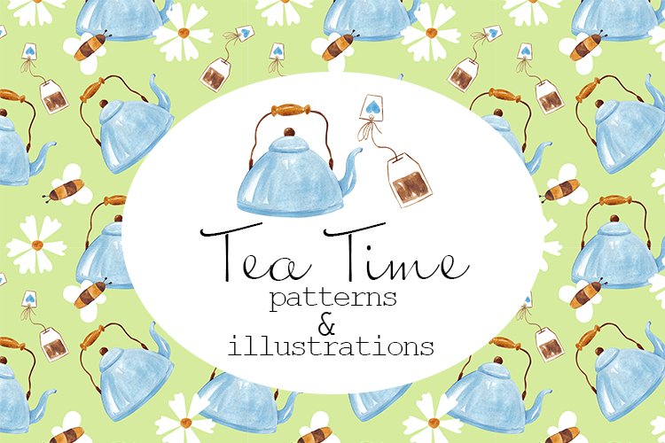 Watercolor Tea Time Clipart Tea Pot Party Illustrations Design Bundles
