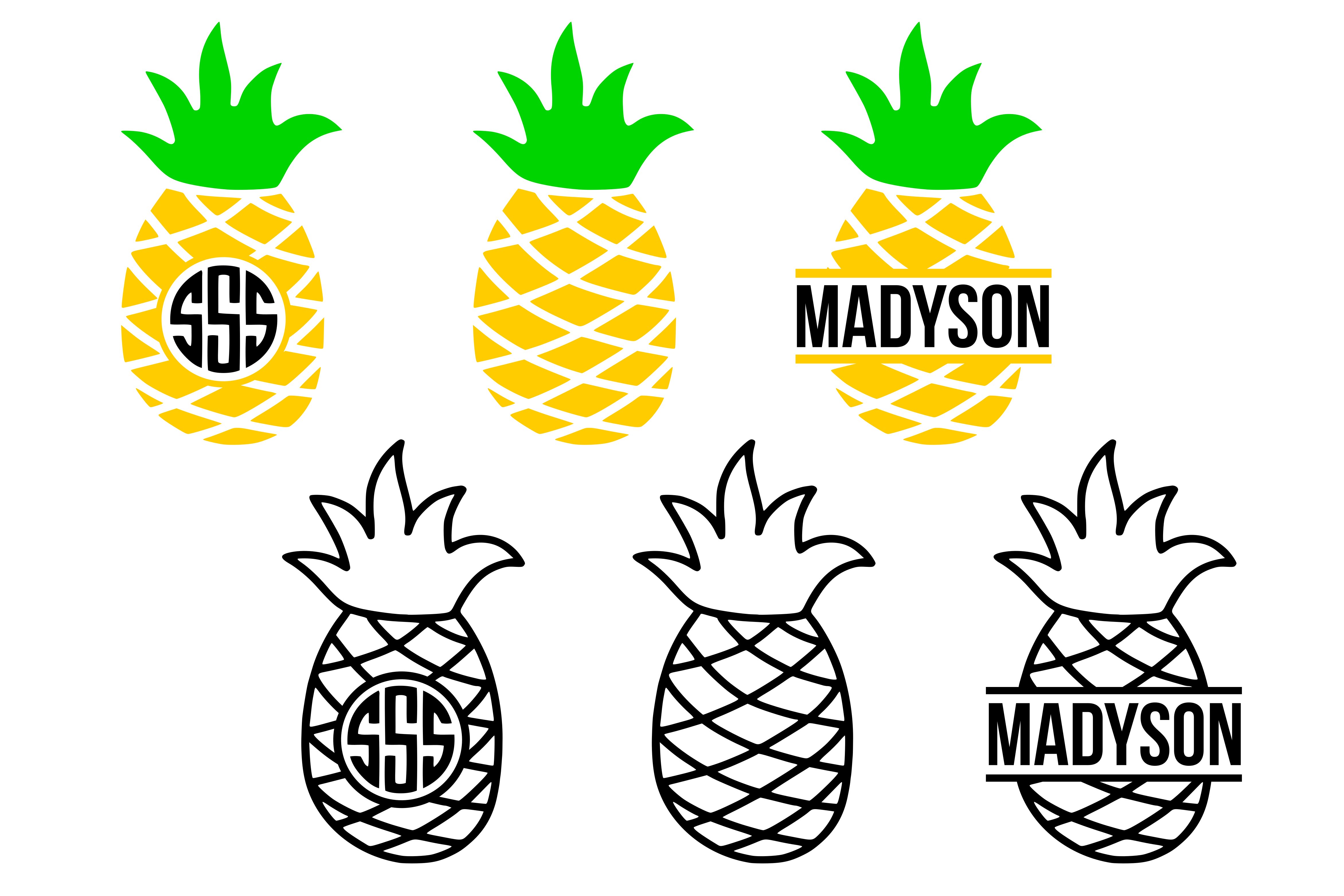 Pineapple heart svg, Pineapple monogram frame svg, pineapple