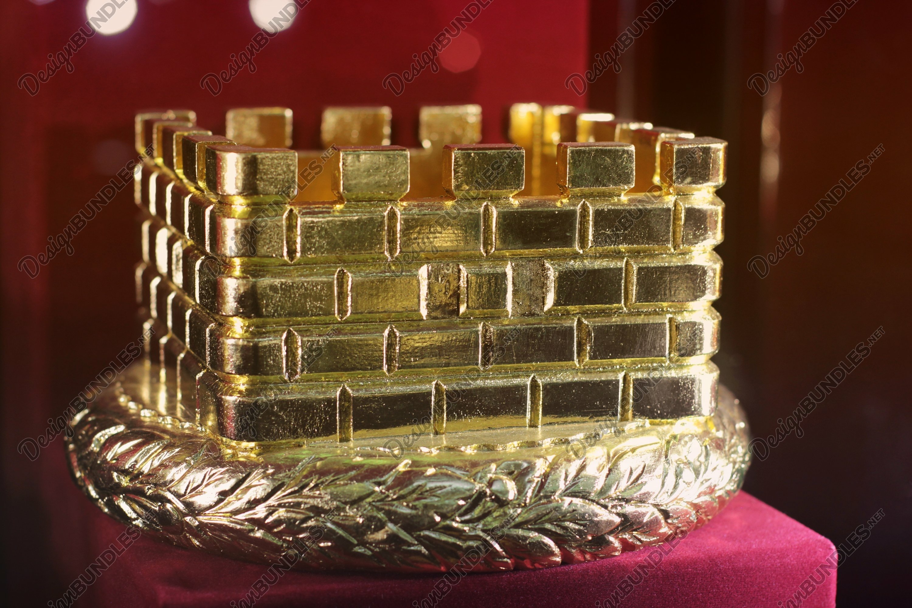 Photo of a crown on a red background. For print and etc (1804466