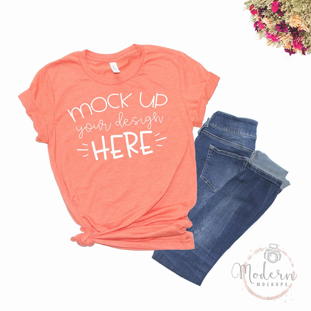 Mock up Bella Canvas 3001 Heather Orange Unisex Mockup (92284 ...