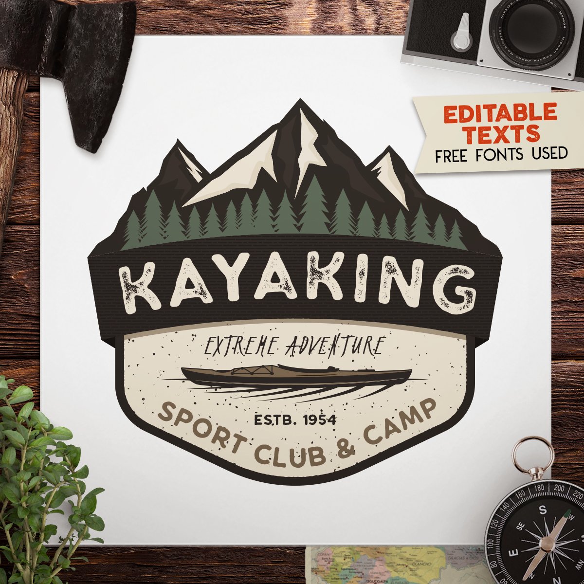 Kayak SVG Cut File, Adventure Digital, Mountain Camp Cut png (108080